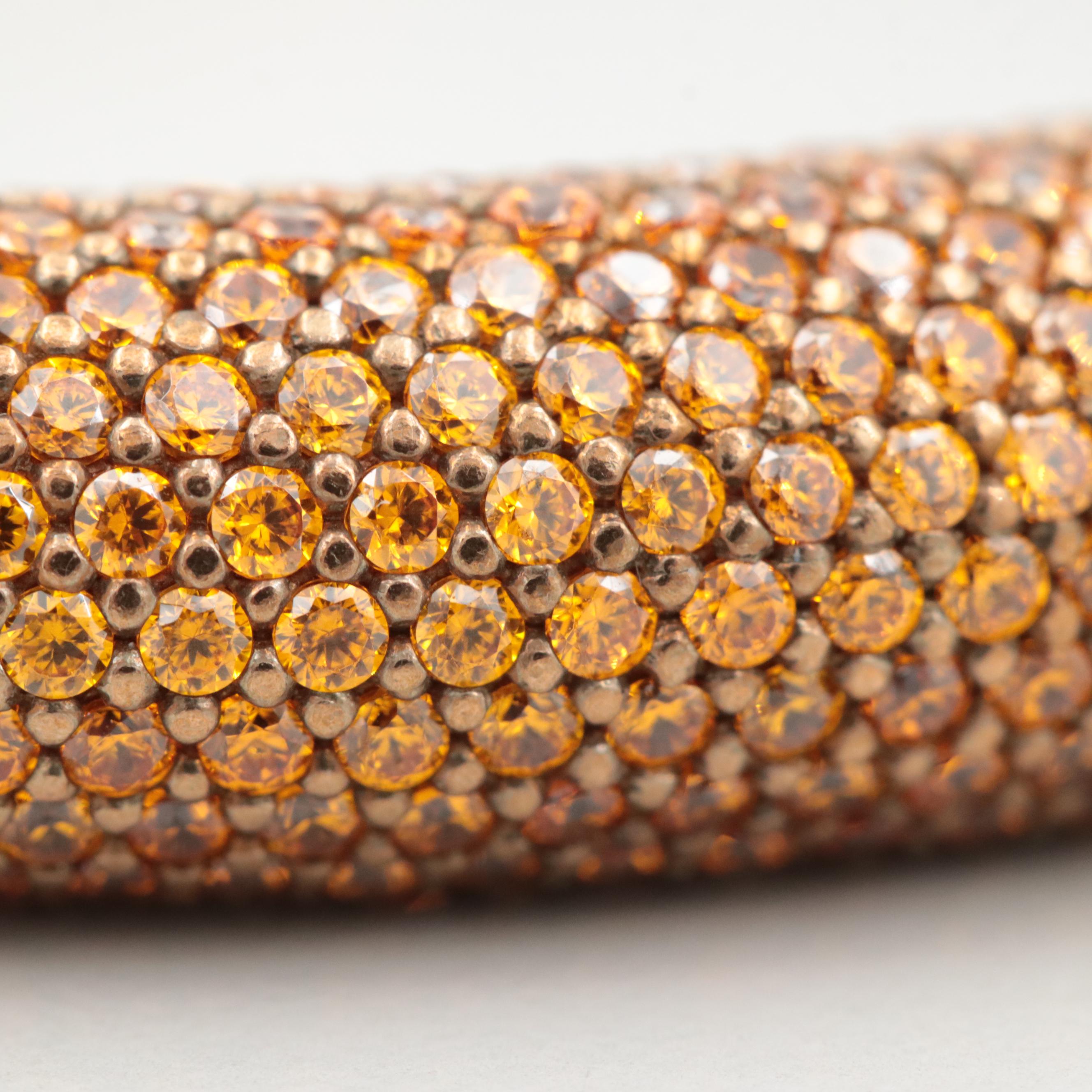 Rose Gold Tone on Sterling Silver Cubic Zirconia Flexible Bracelet