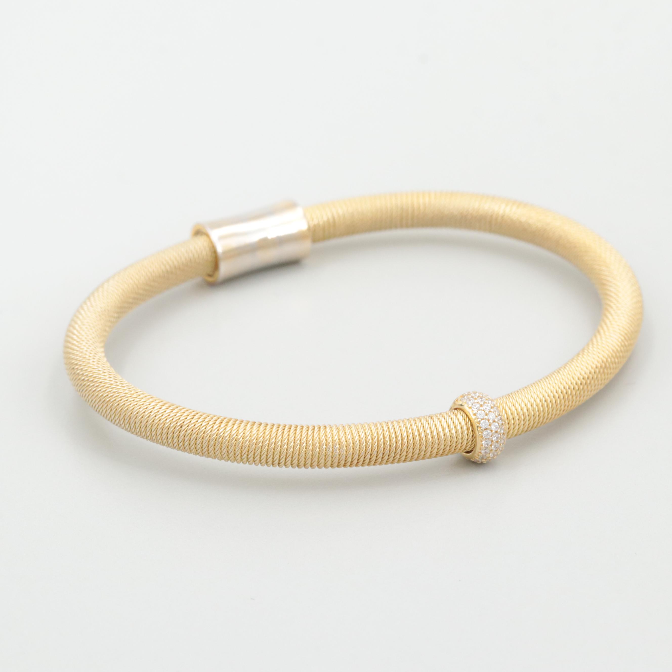 Gold Wash on Sterling Silver Cubic Zirconia Bracelet