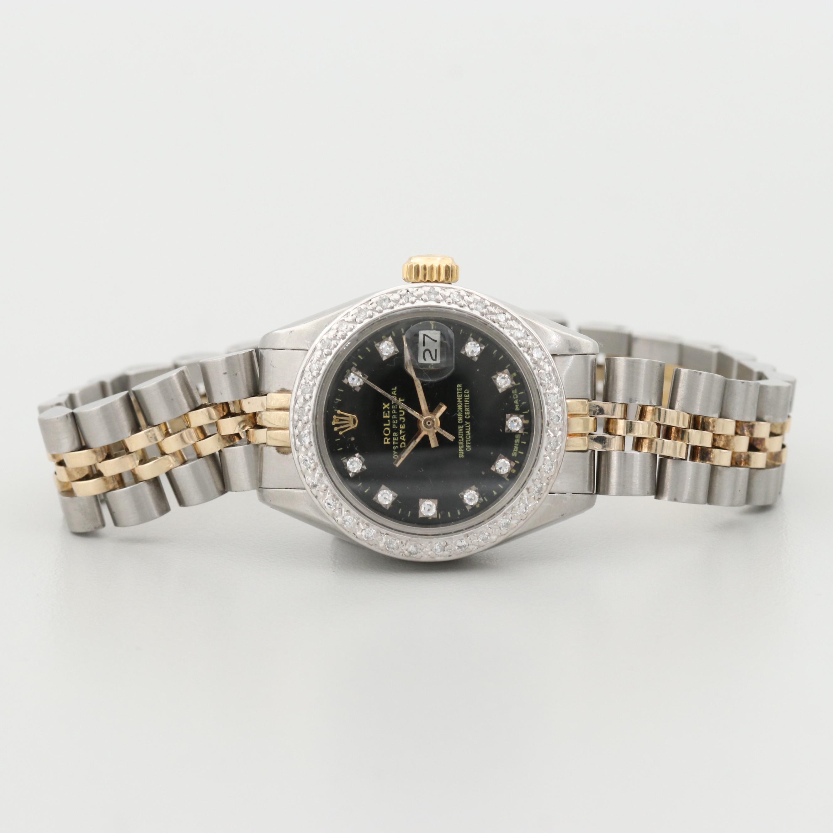 Rolex Datejust Watch With Aftermarket Diamond Dial and Bezel, 1978