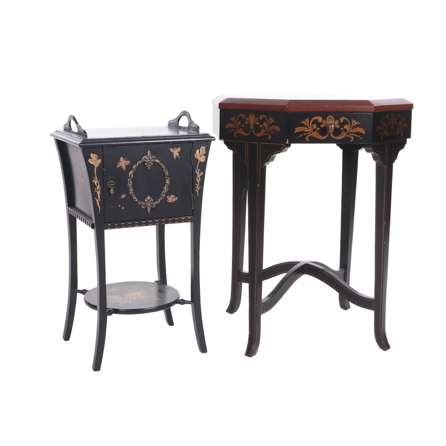 Lane Italianate Painted Leather Effect and Asian Inspired Side Tables