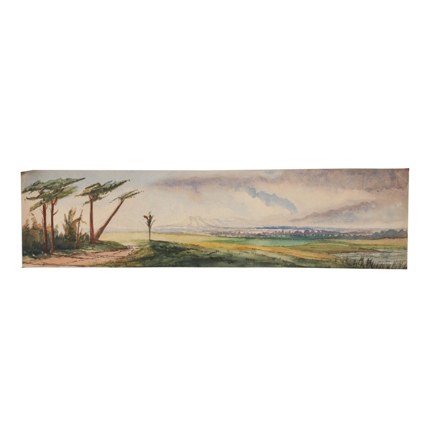 20th Century Landscape Watercolor Painting