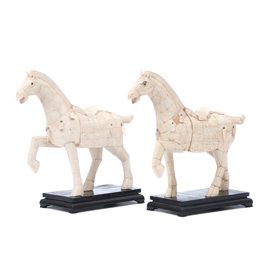 Bone Veneered Horse Sculptures