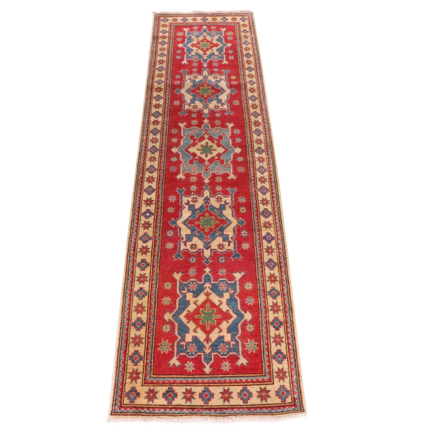 Hand-Knotted Pakistani Kazak Wool Carpet Runner