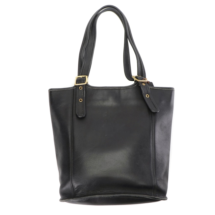 Coach Black Leather Bucket Tote