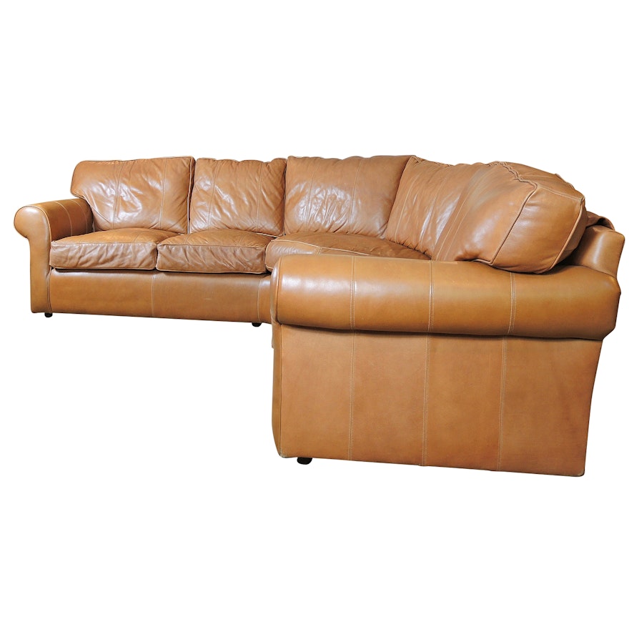 Arhaus Brown Leather Sectional Sofa, Late 20th Century
