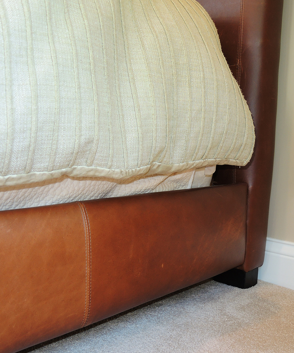 Stanley Furniture Queen Leather Headboard, Footboard and Side Rails