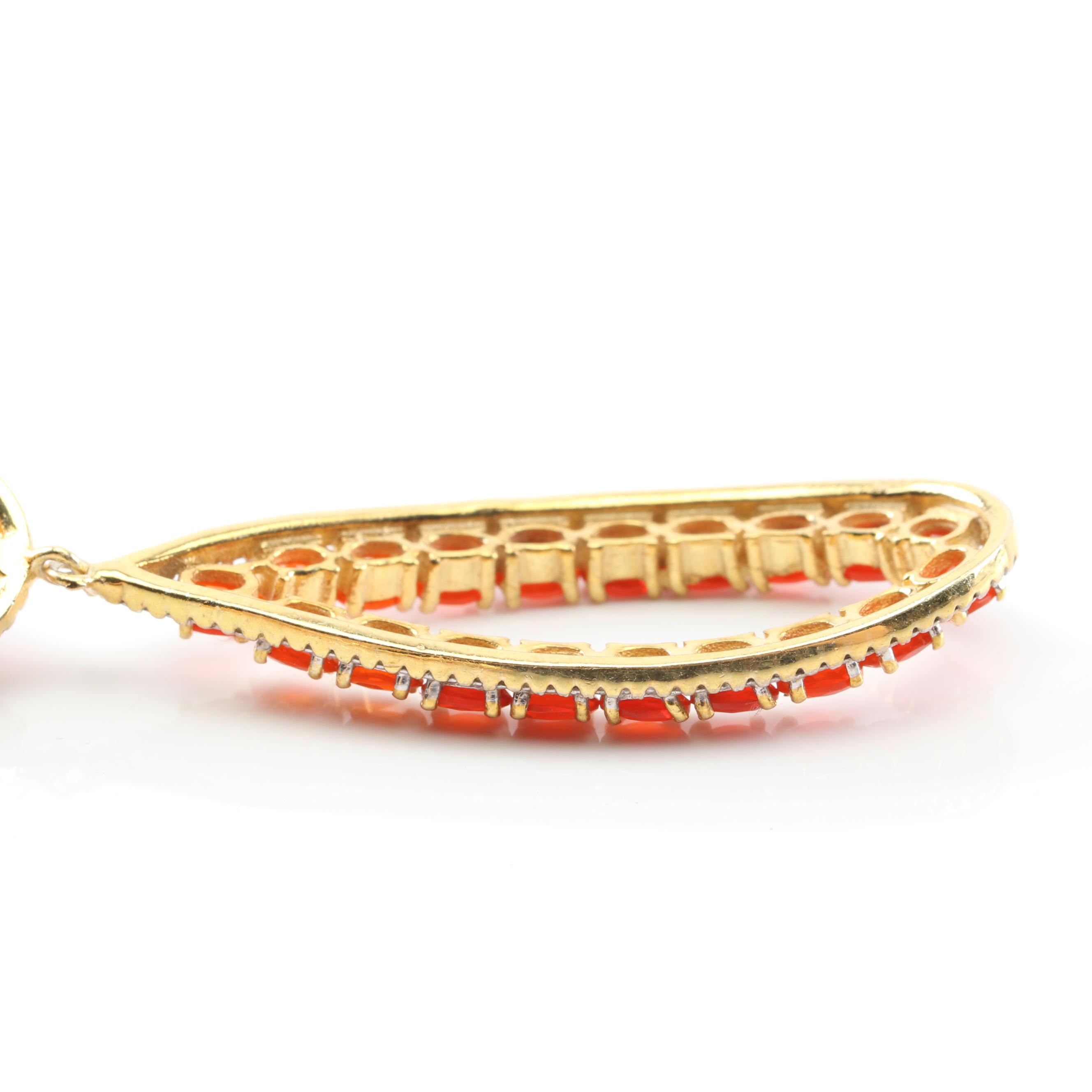 Sterling Silver Fire Opal, Garnet and Ruby Earrings