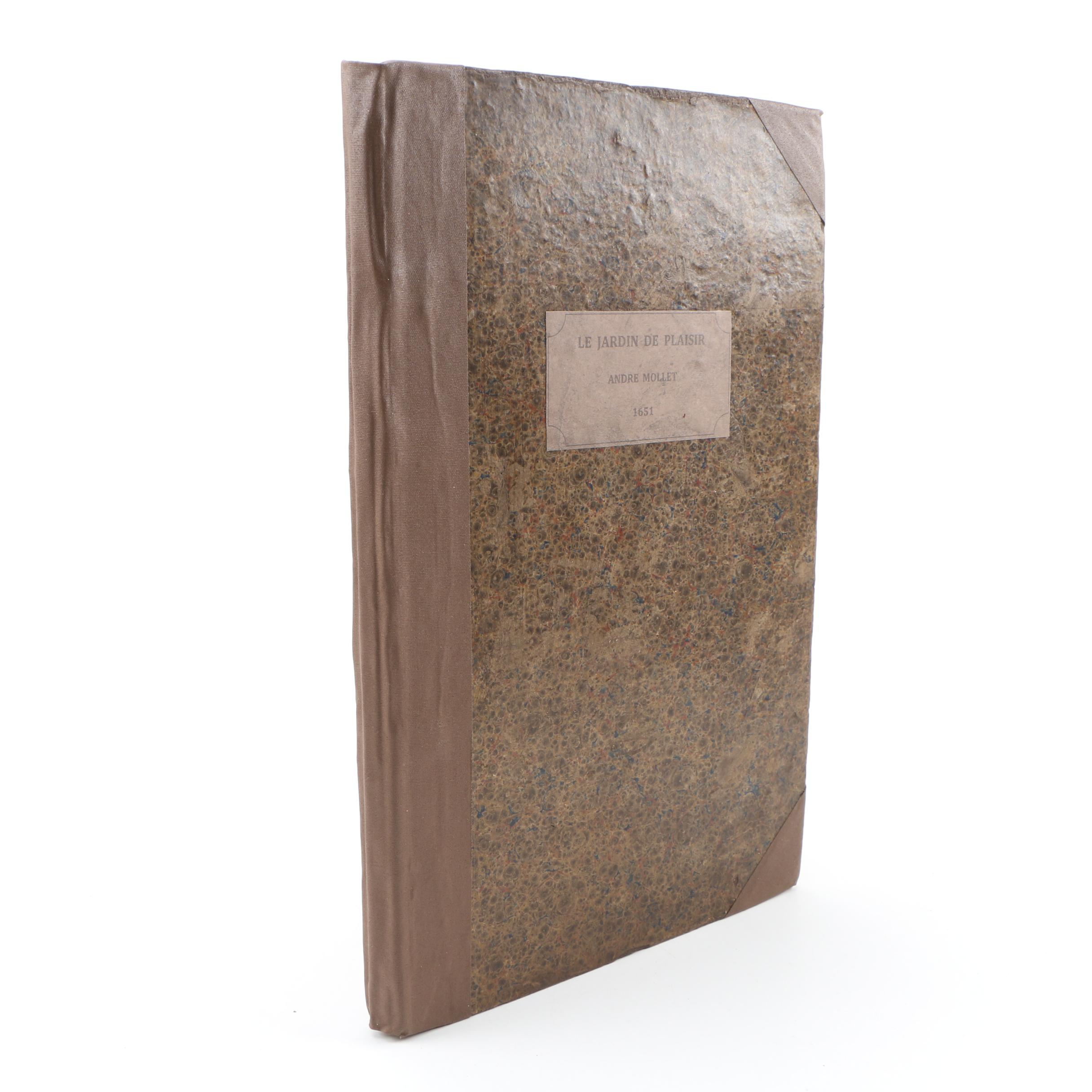 French-Language "The Pleasure Garden" by André Mollet with Engravings, 1651