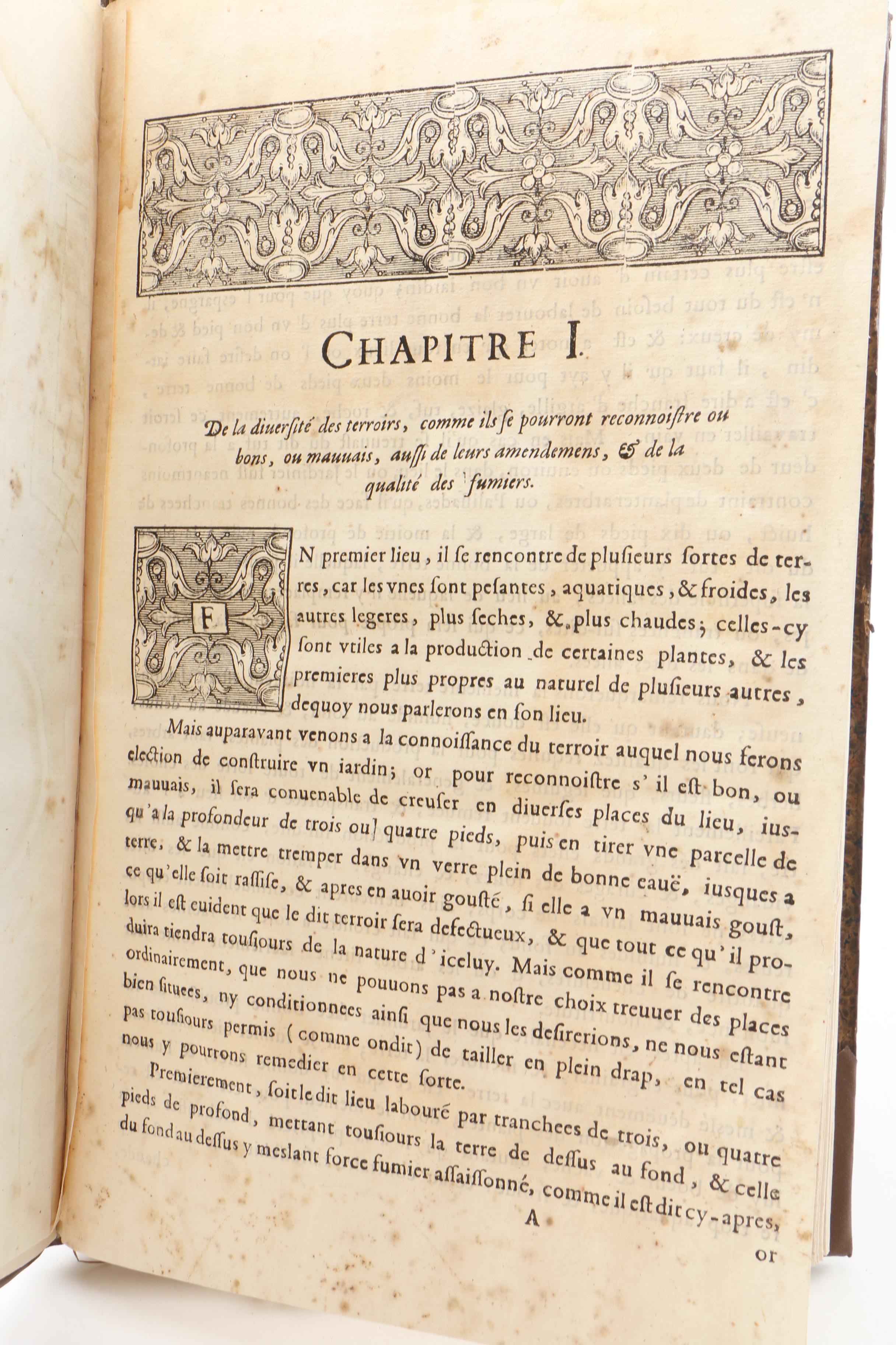 French-Language "The Pleasure Garden" by André Mollet with Engravings, 1651