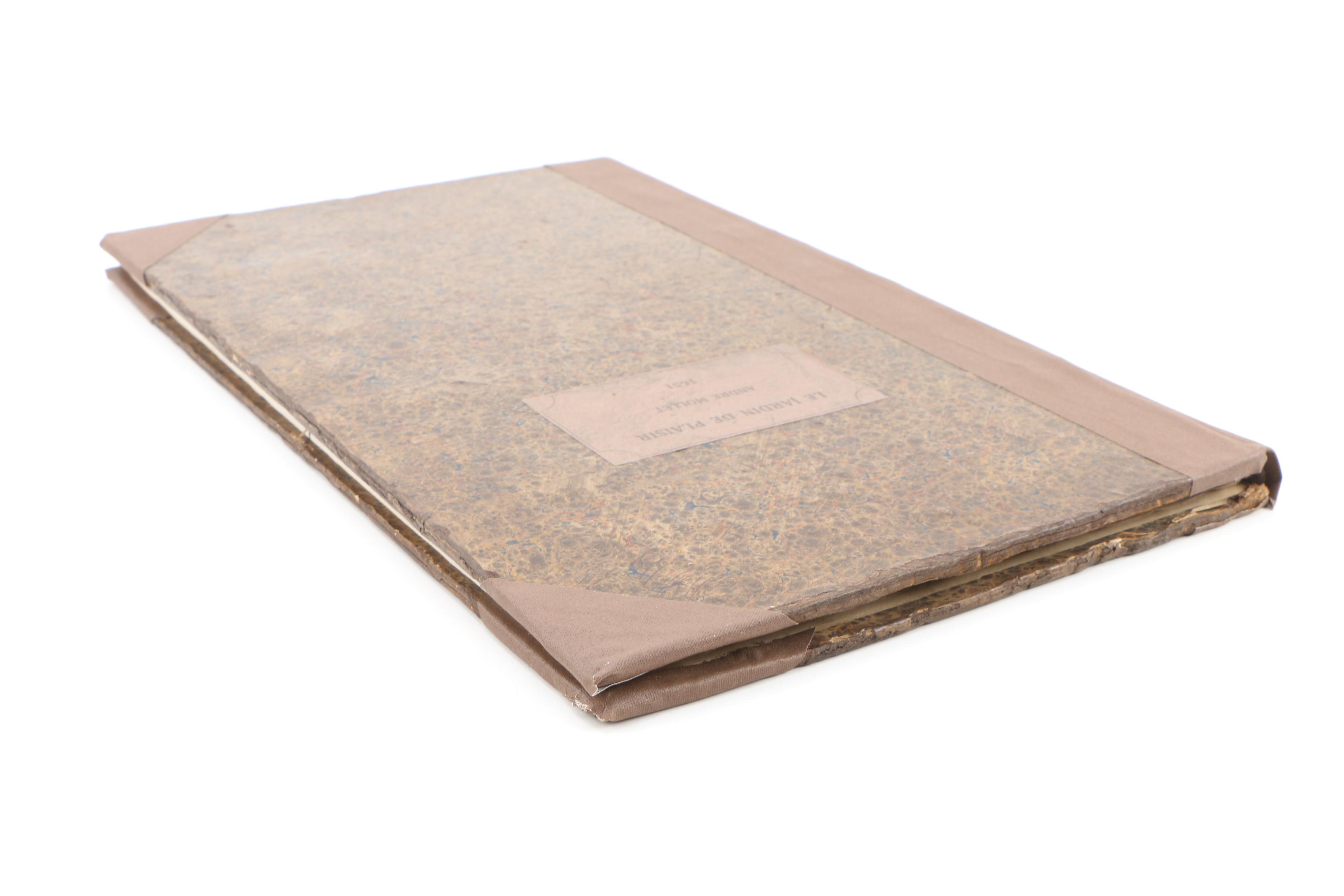 French-Language "The Pleasure Garden" by André Mollet with Engravings, 1651