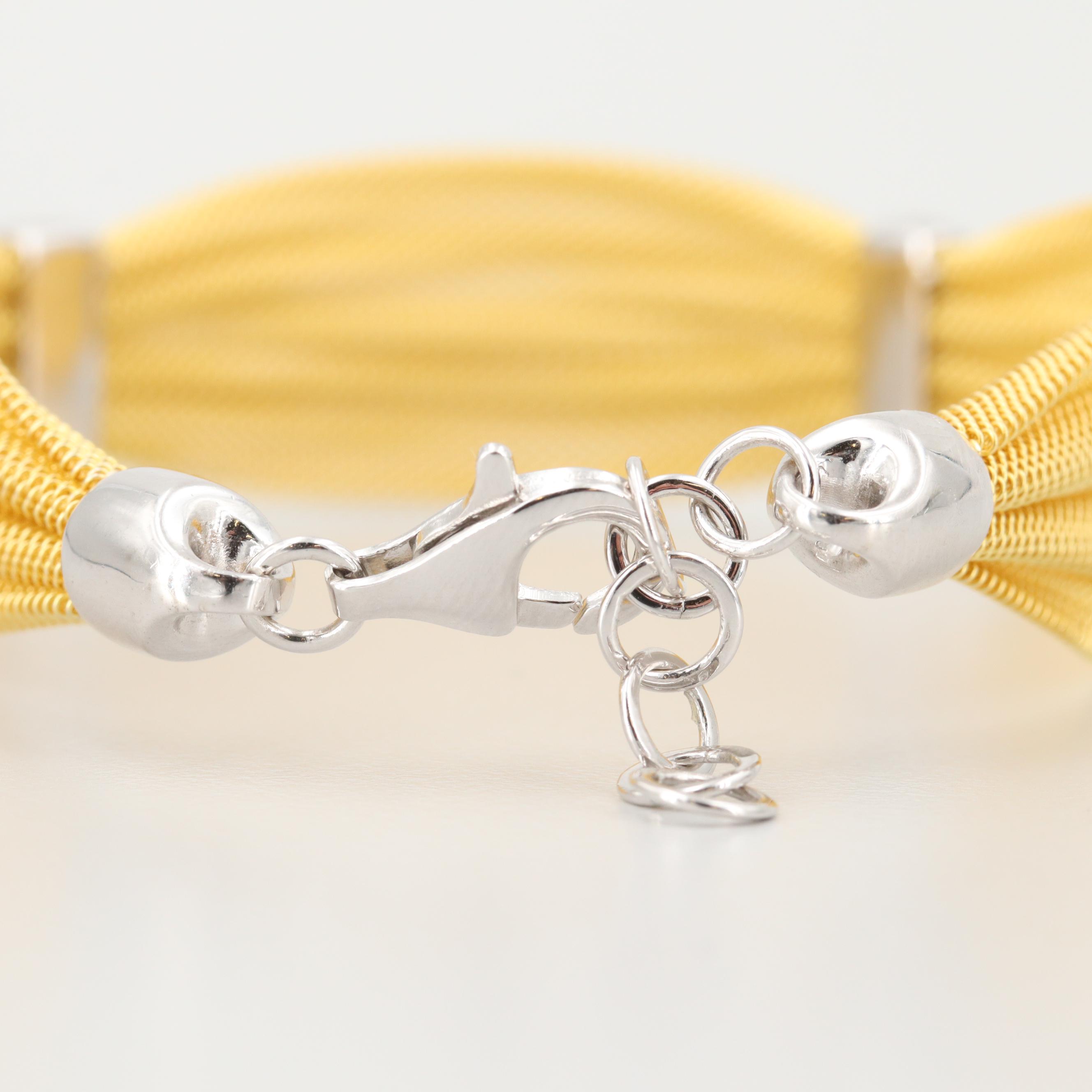 Gold Wash on Sterling Silver Cubic Zirconia Flexible Mesh Bracelet