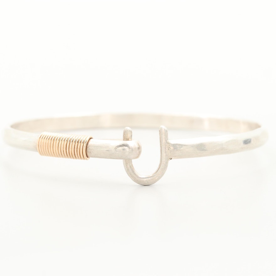 Sterling Silver "Sonya Ltd Hook Bracelet" with Yellow Gold Accents