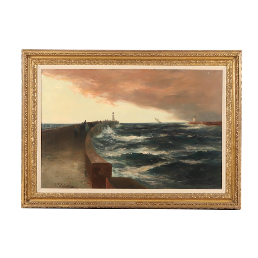 Edwin Ellis Coastal Scene Oil Painting