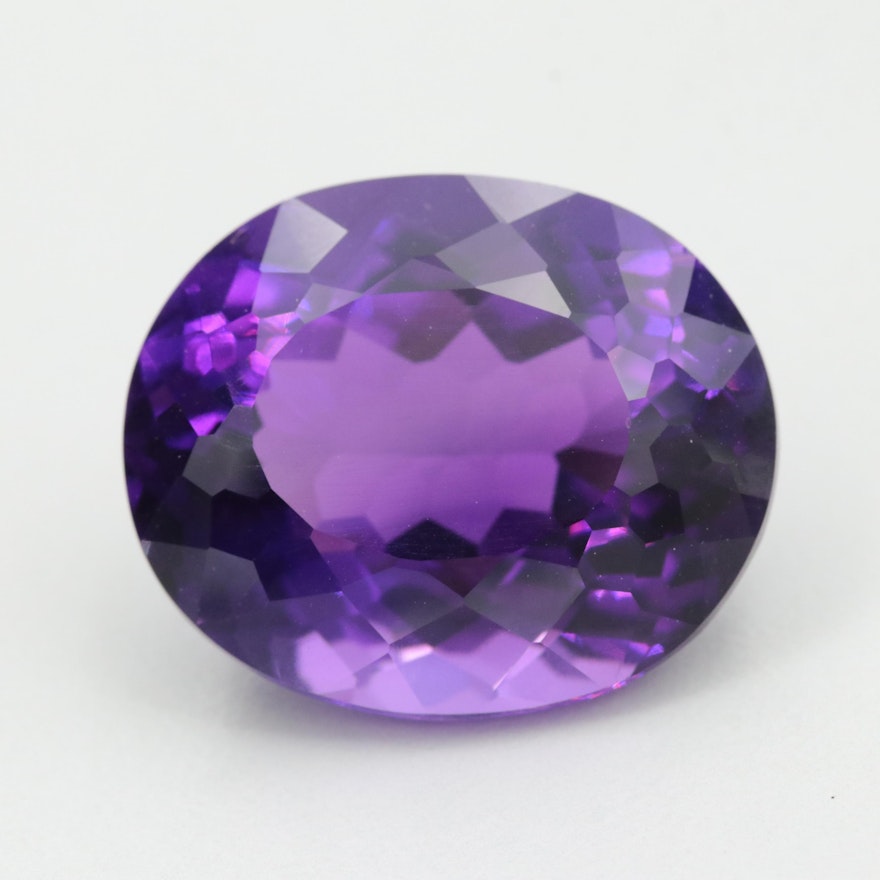Loose 32.15 CT Oval Faceted Amethyst Gemstone