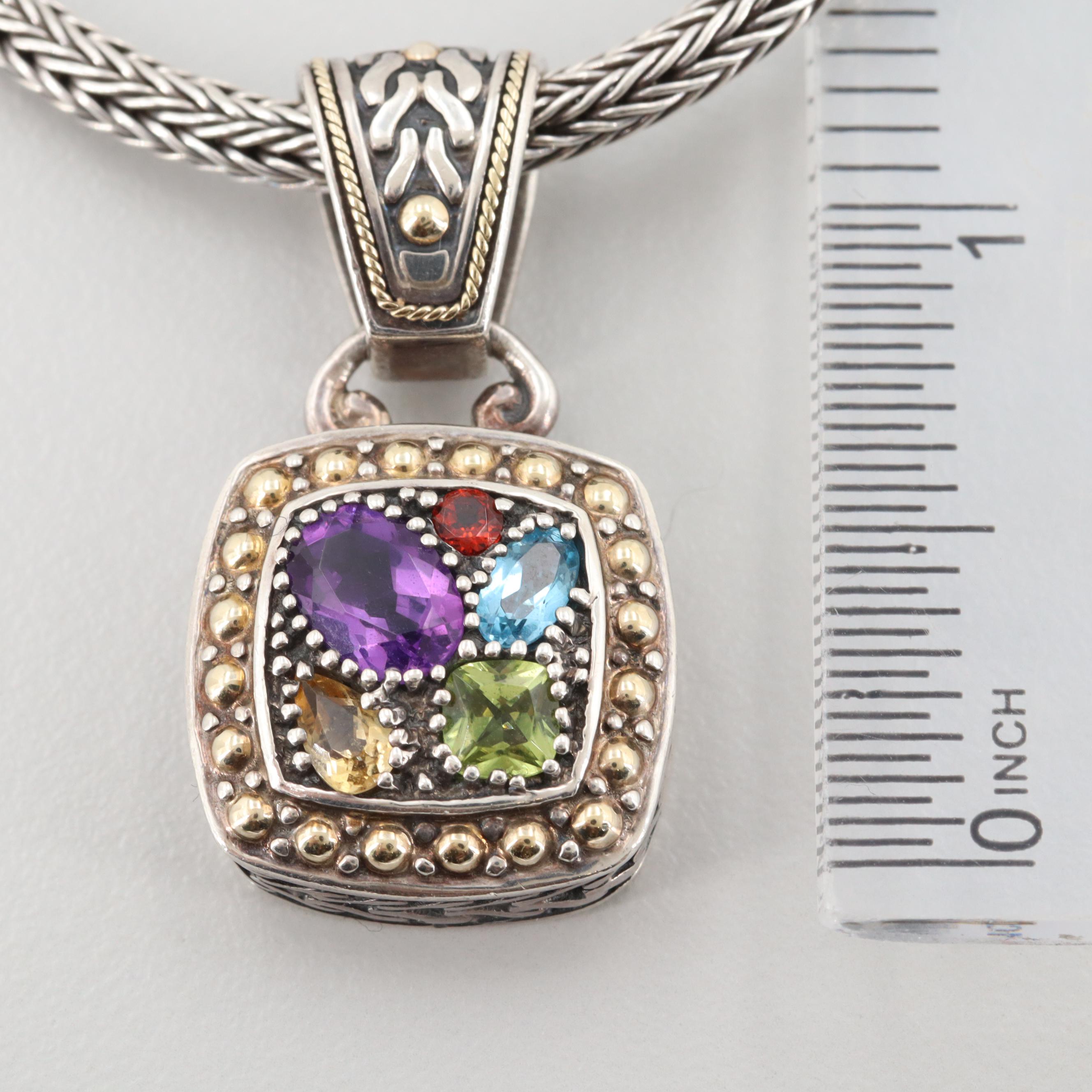 Effy "Balissima" Sterling Gemstone Pendant Necklace with 18K Yellow Gold Accents