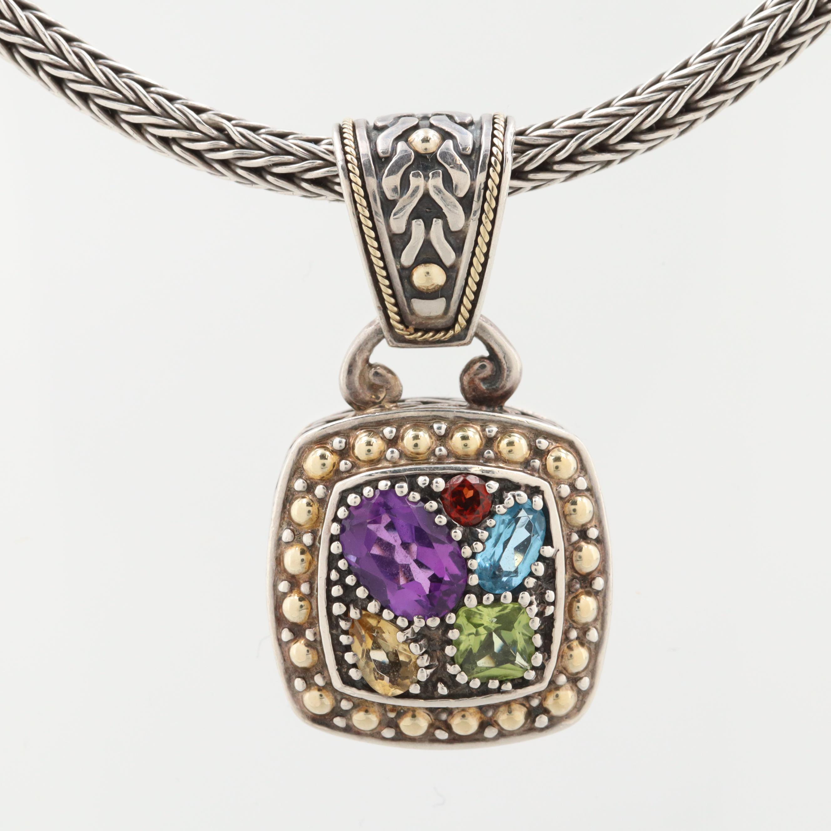 Effy "Balissima" Sterling Gemstone Pendant Necklace with 18K Yellow Gold Accents