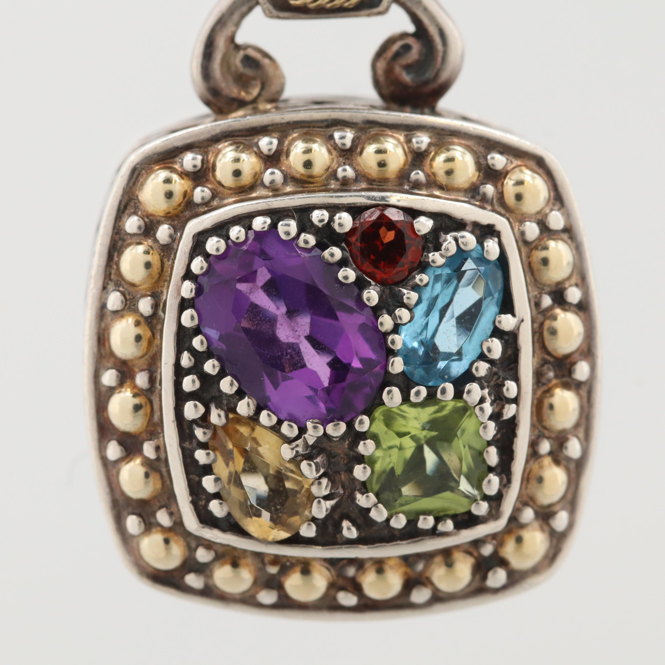 Effy "Balissima" Sterling Gemstone Pendant Necklace with 18K Yellow Gold Accents