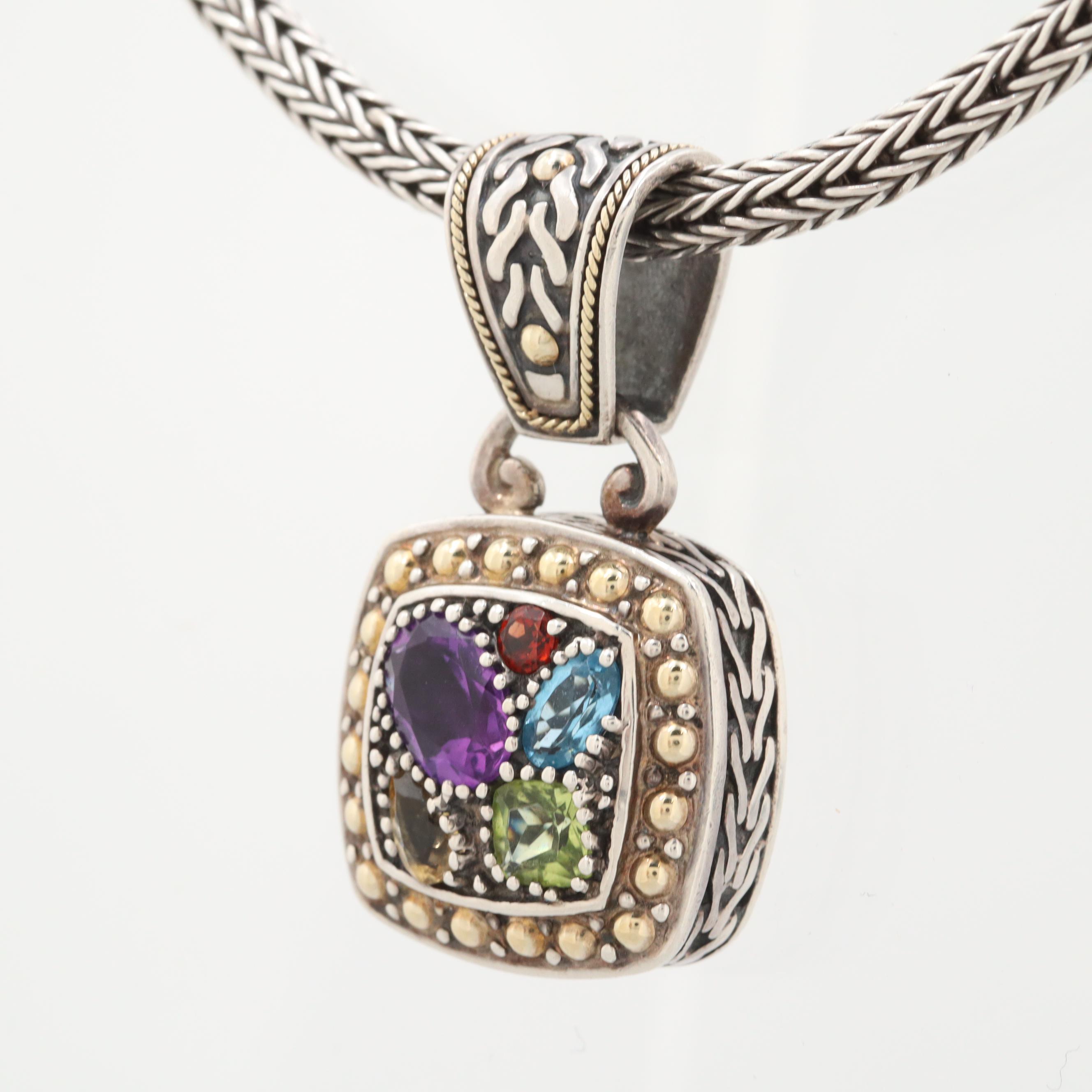 Effy "Balissima" Sterling Gemstone Pendant Necklace with 18K Yellow Gold Accents