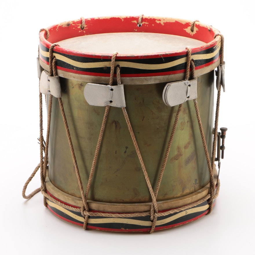 British Regimental Style Rope-Tension Side Drum, Early 20th Century