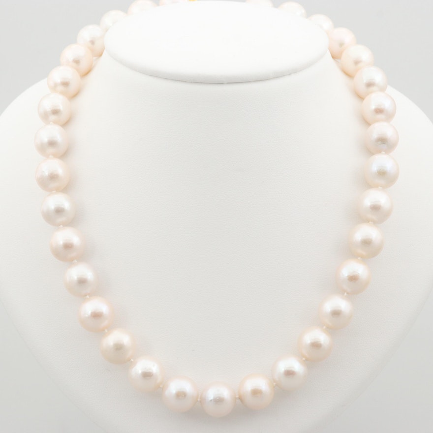 14K Yellow Gold Individually Knotted Cultured Pearl Necklace