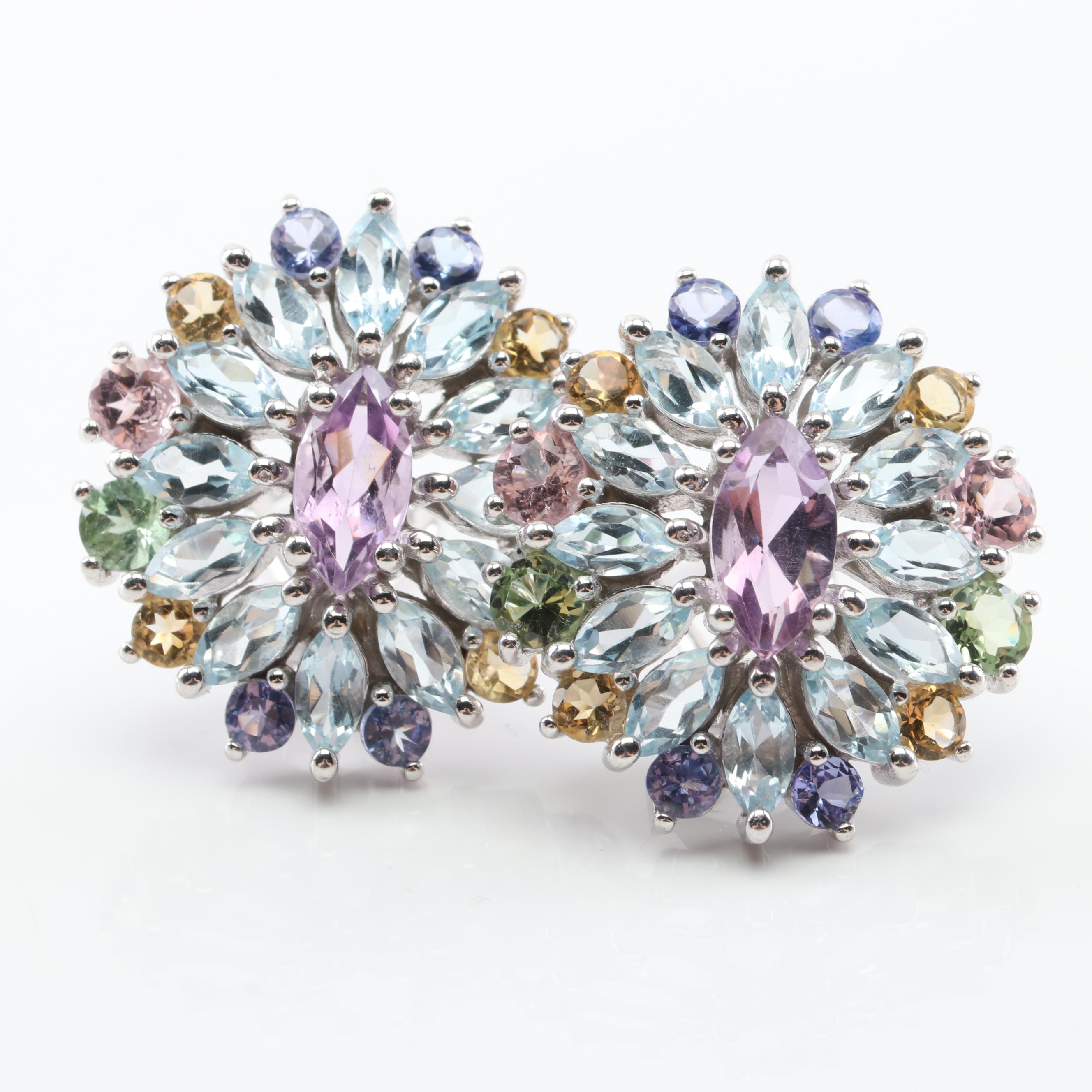 Sterling Silver Multi-Gemstone Earrings