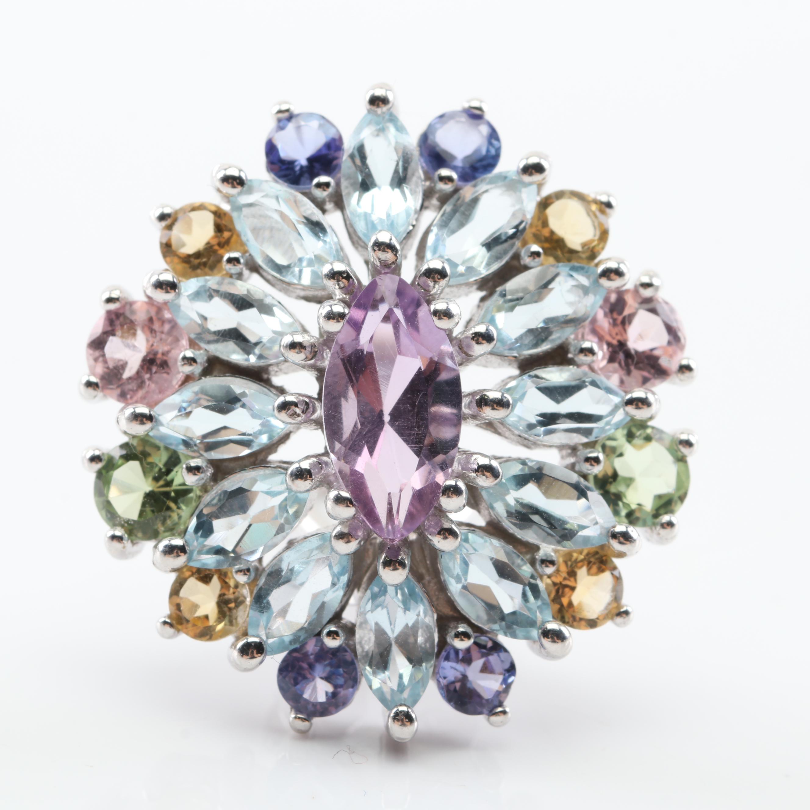 Sterling Silver Multi-Gemstone Earrings