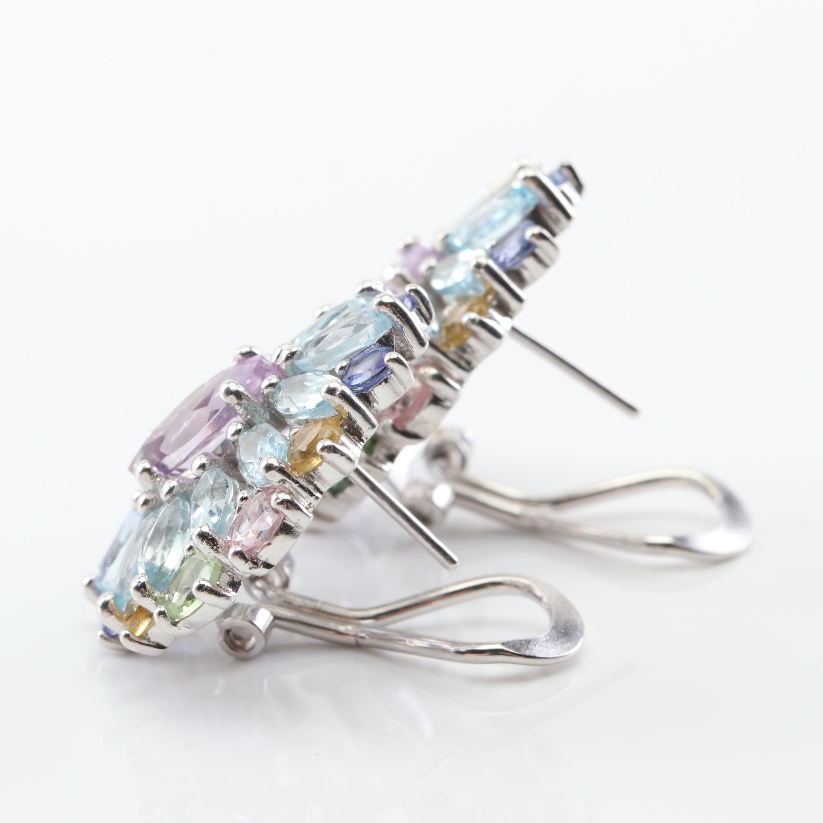Sterling Silver Multi-Gemstone Earrings