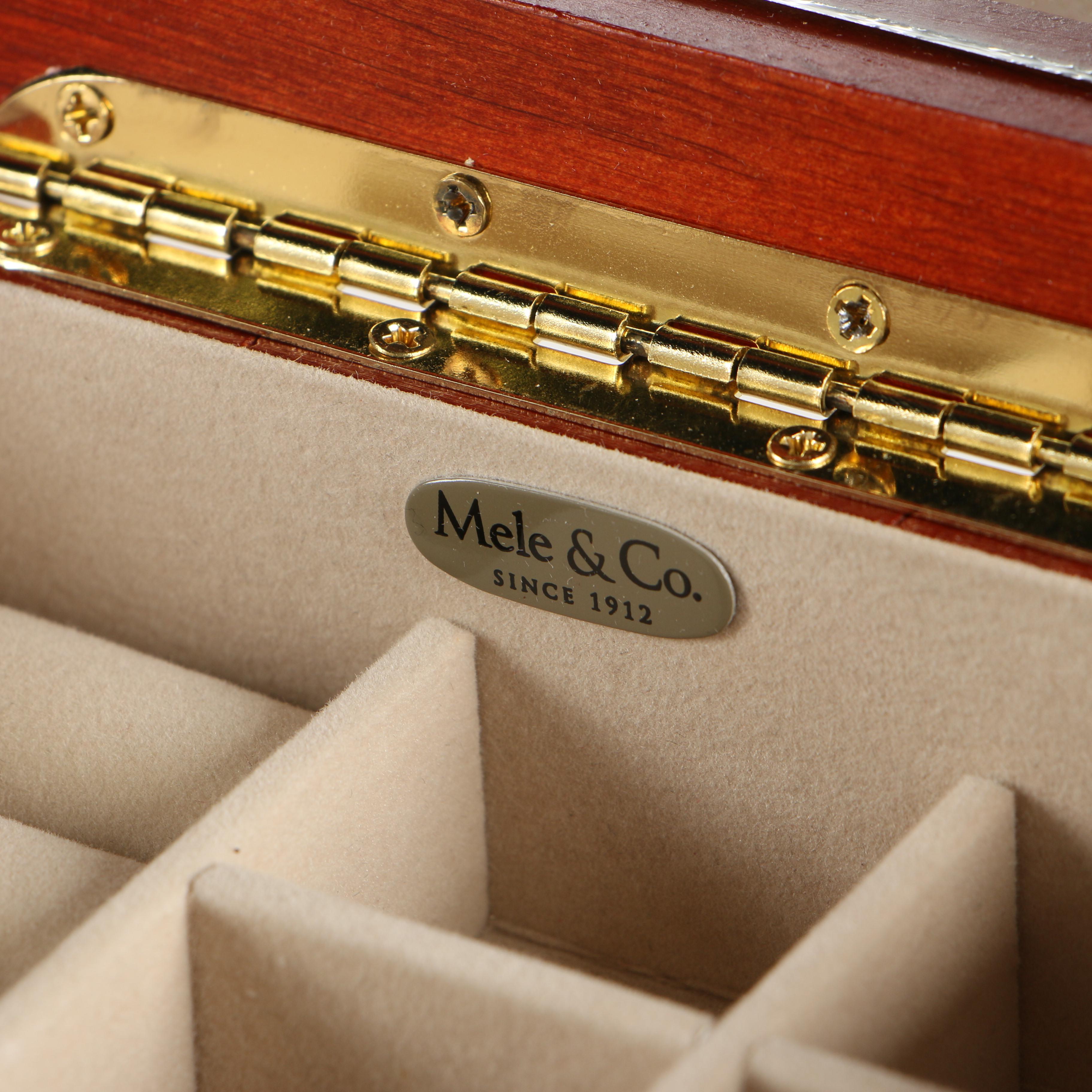 Mele & Co. Musical Wooden Jewelry Box with Cherry Finish