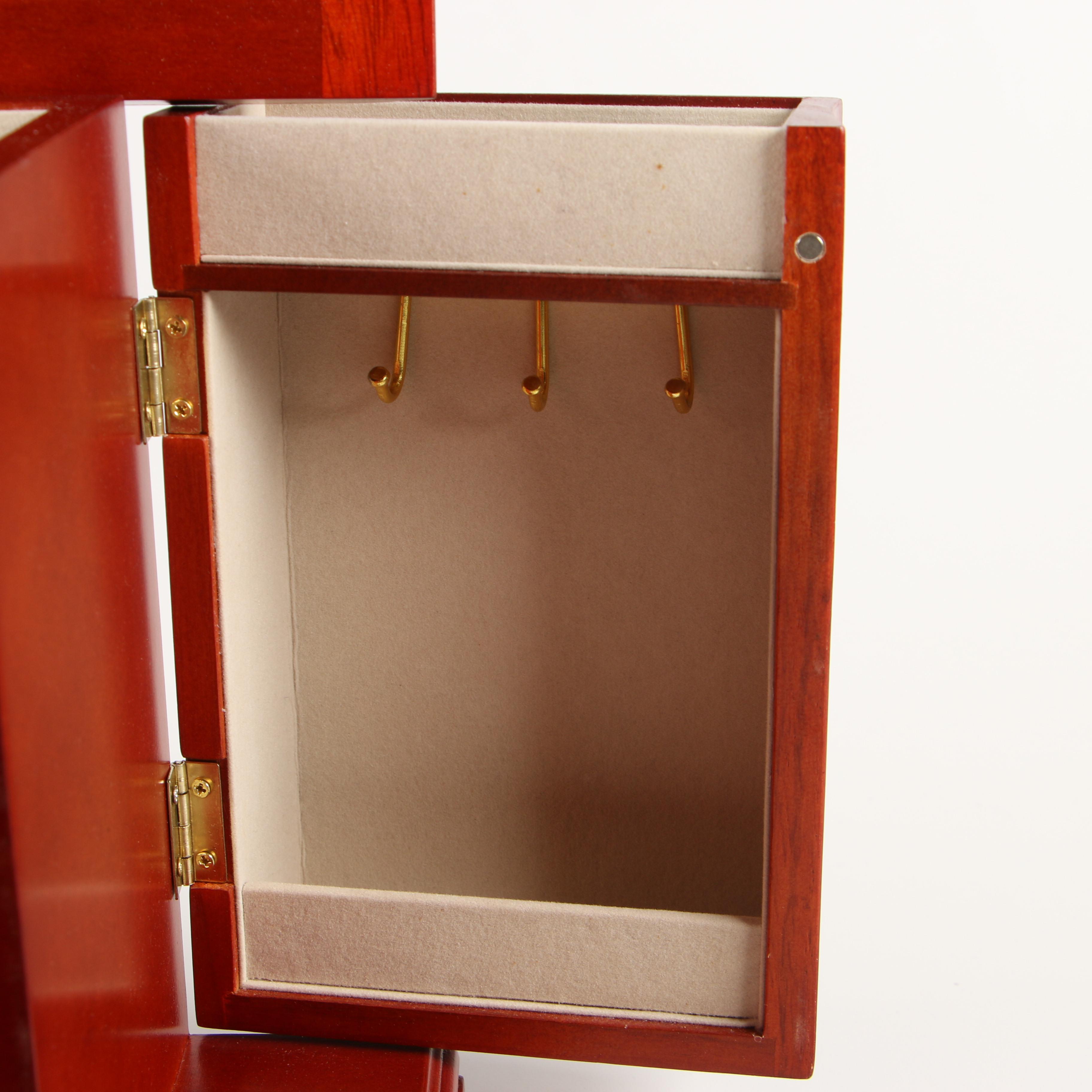 Mele & Co. Musical Wooden Jewelry Box with Cherry Finish