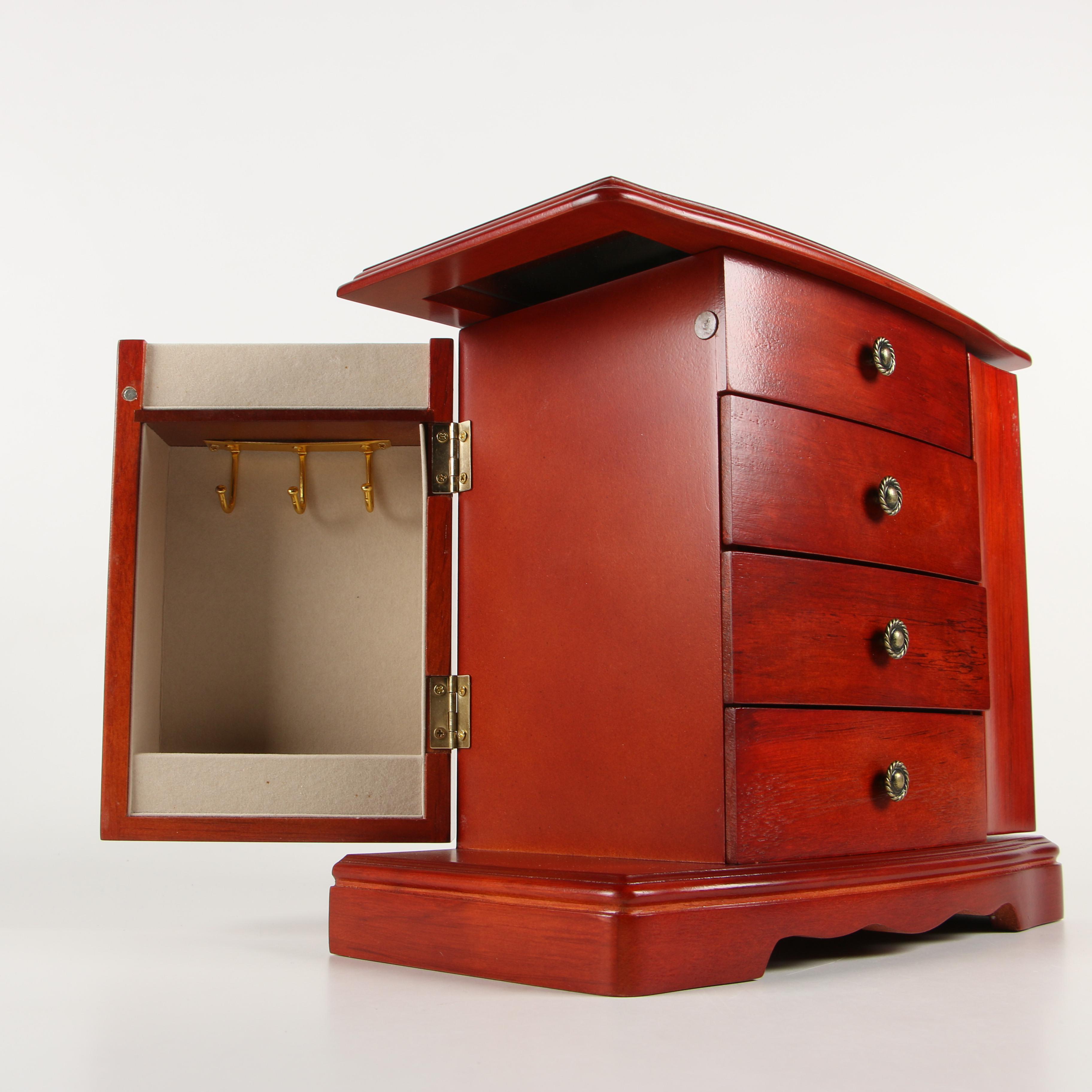 Mele & Co. Musical Wooden Jewelry Box with Cherry Finish