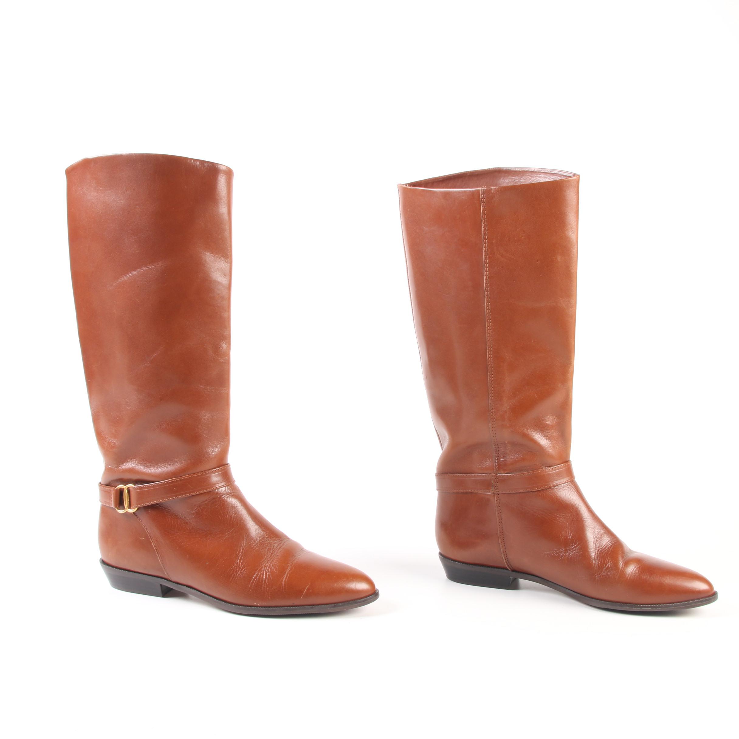 Etienne Aigner Shelby Riding Boots in Cognac Leather