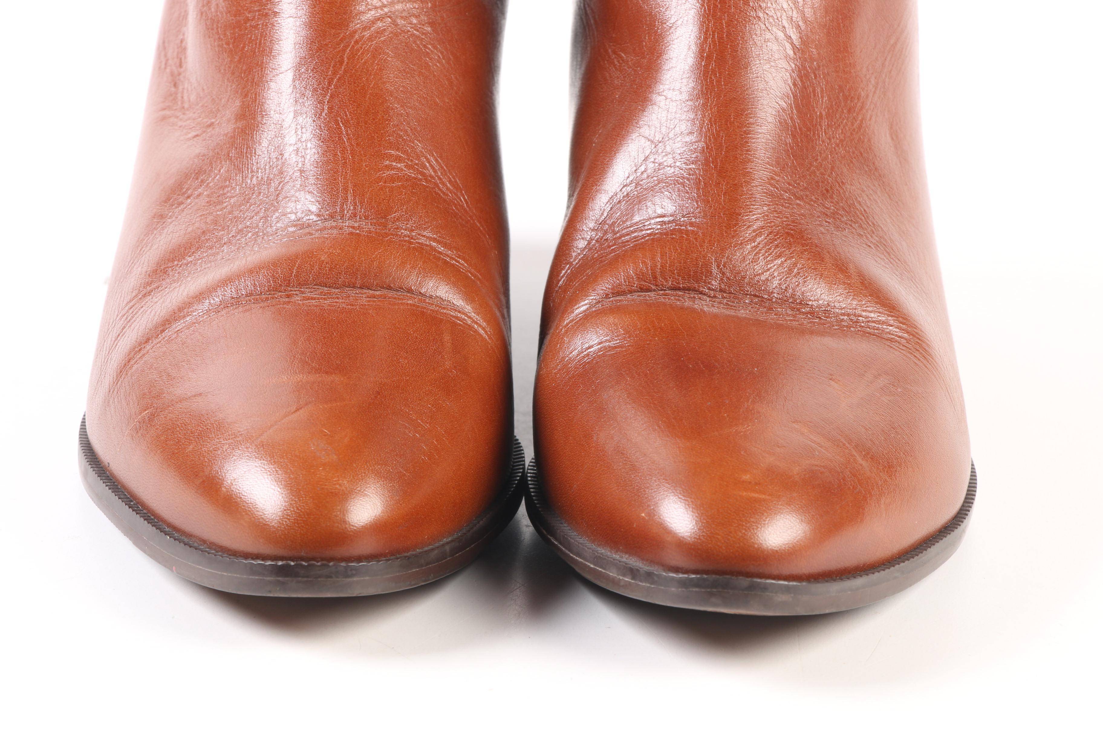 Etienne Aigner Shelby Riding Boots in Cognac Leather