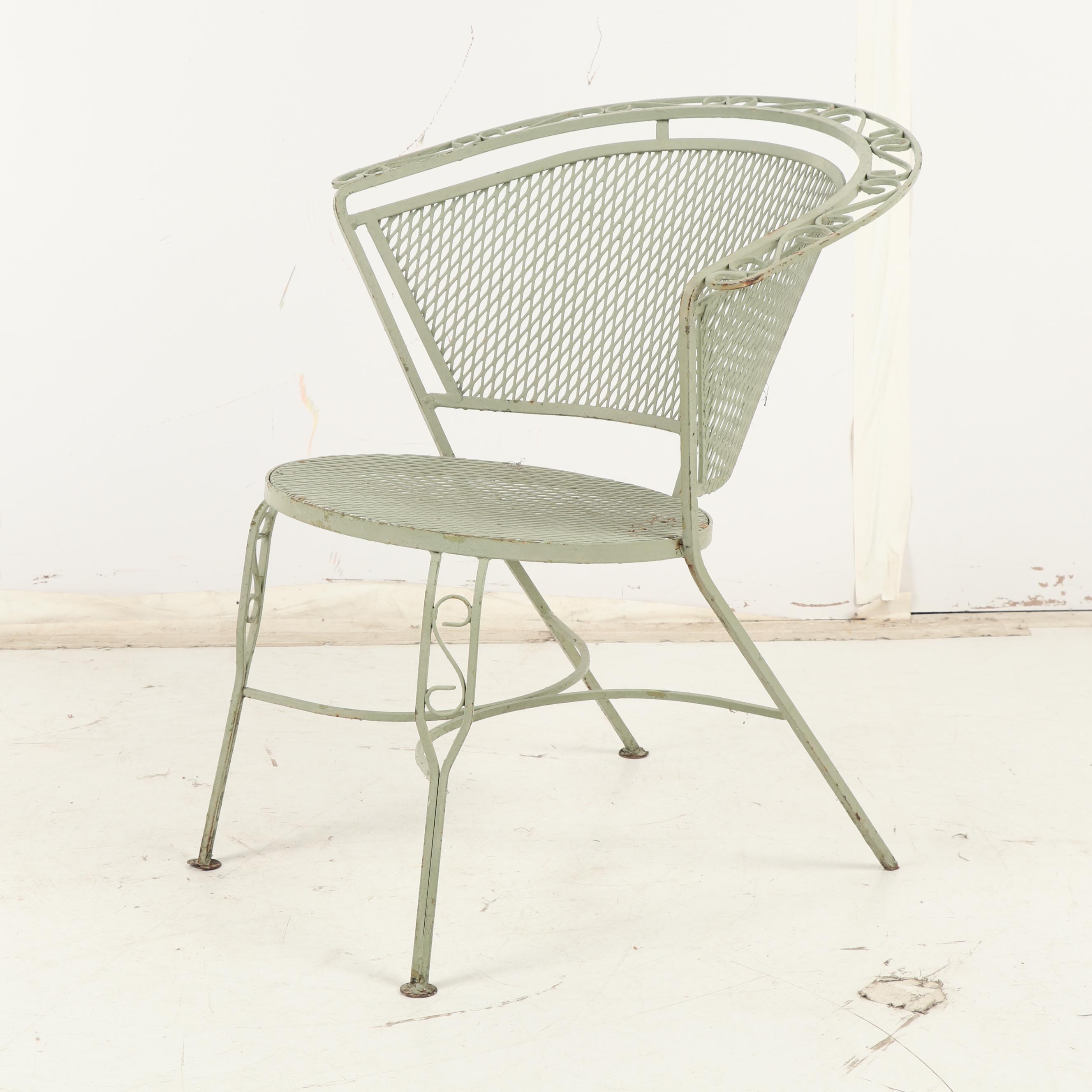 Four Green Metal Patio Chairs