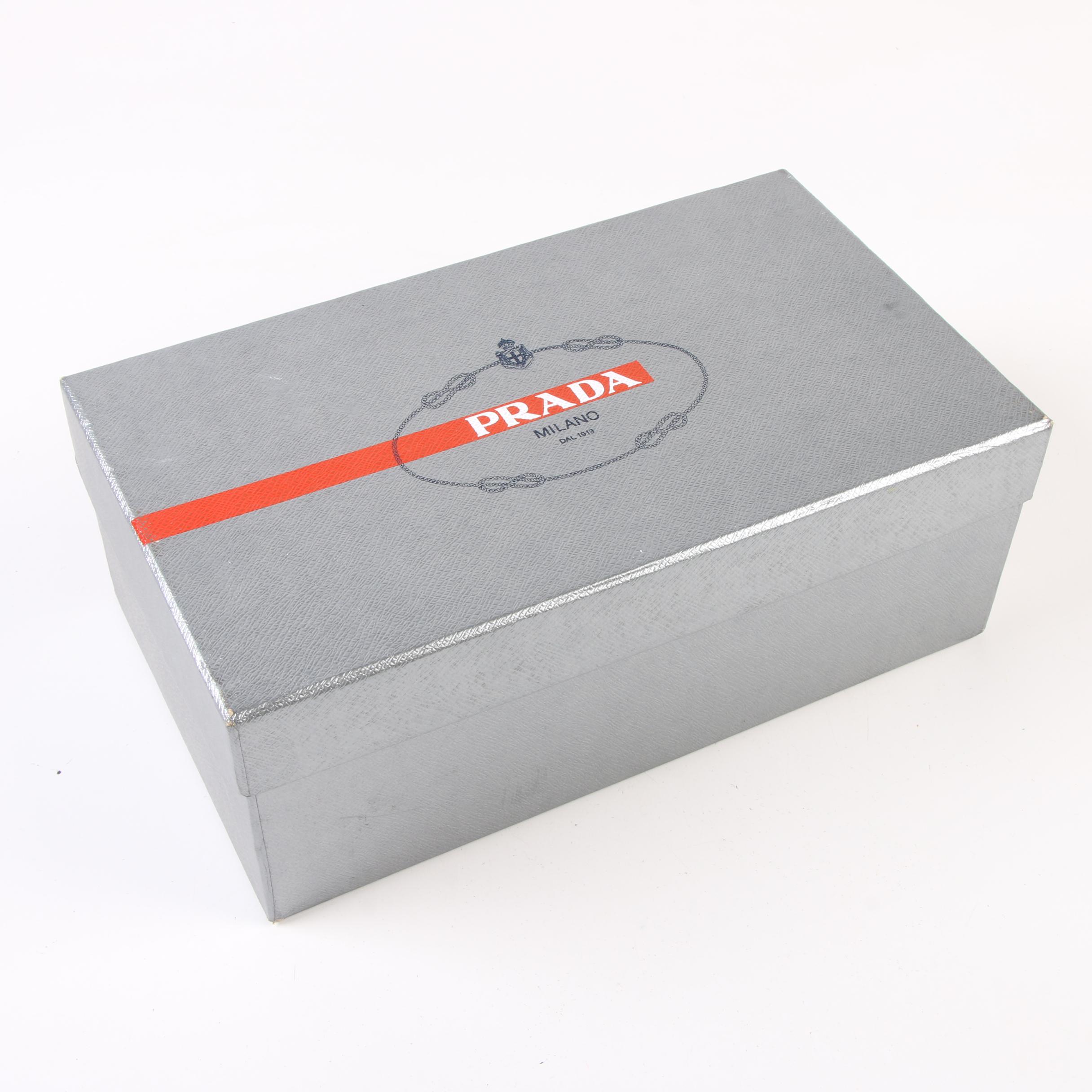 Prada Black Leather, Stud and Crystal Embellished Flats