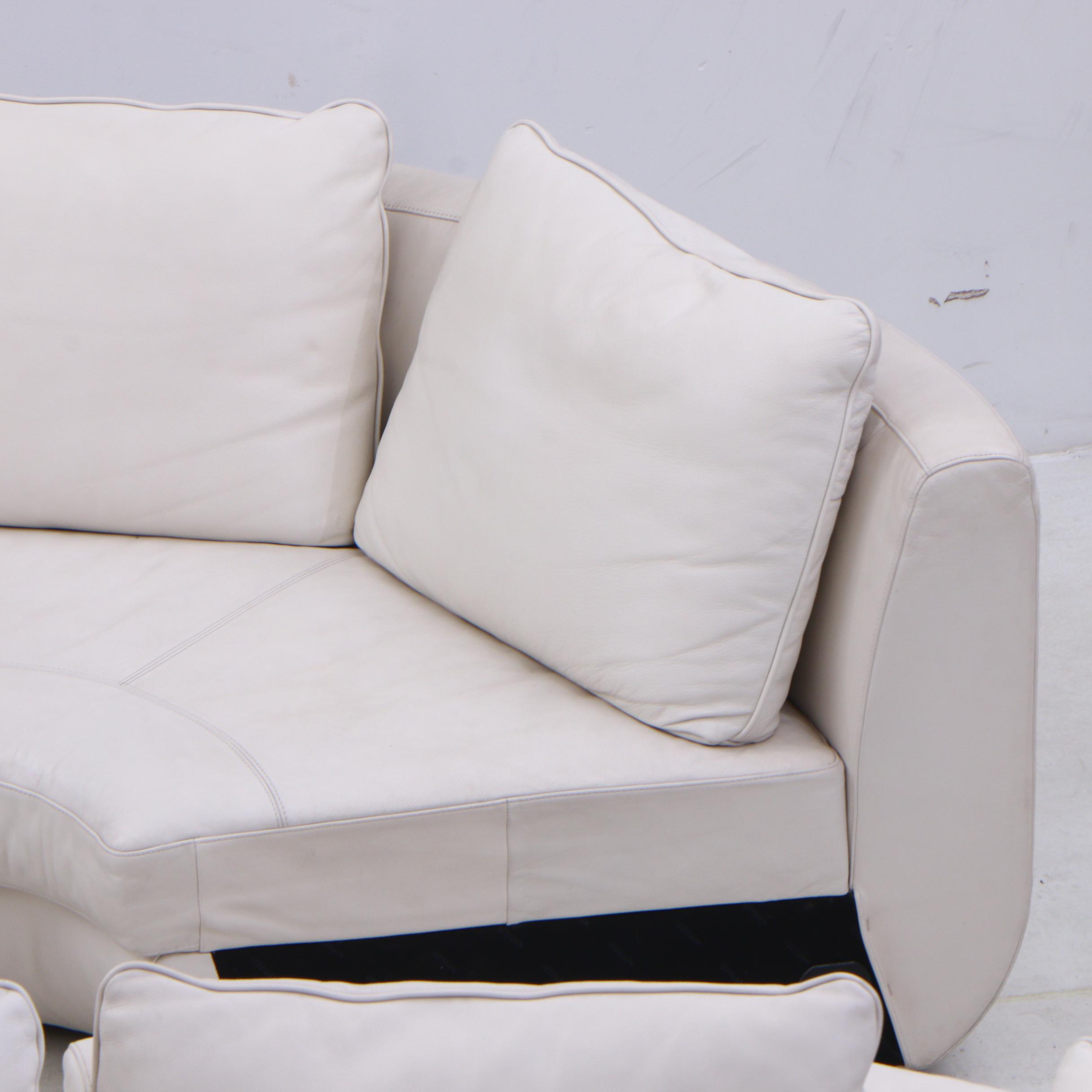 Natuzzi White Leather 9-Piece Sectional Sofa