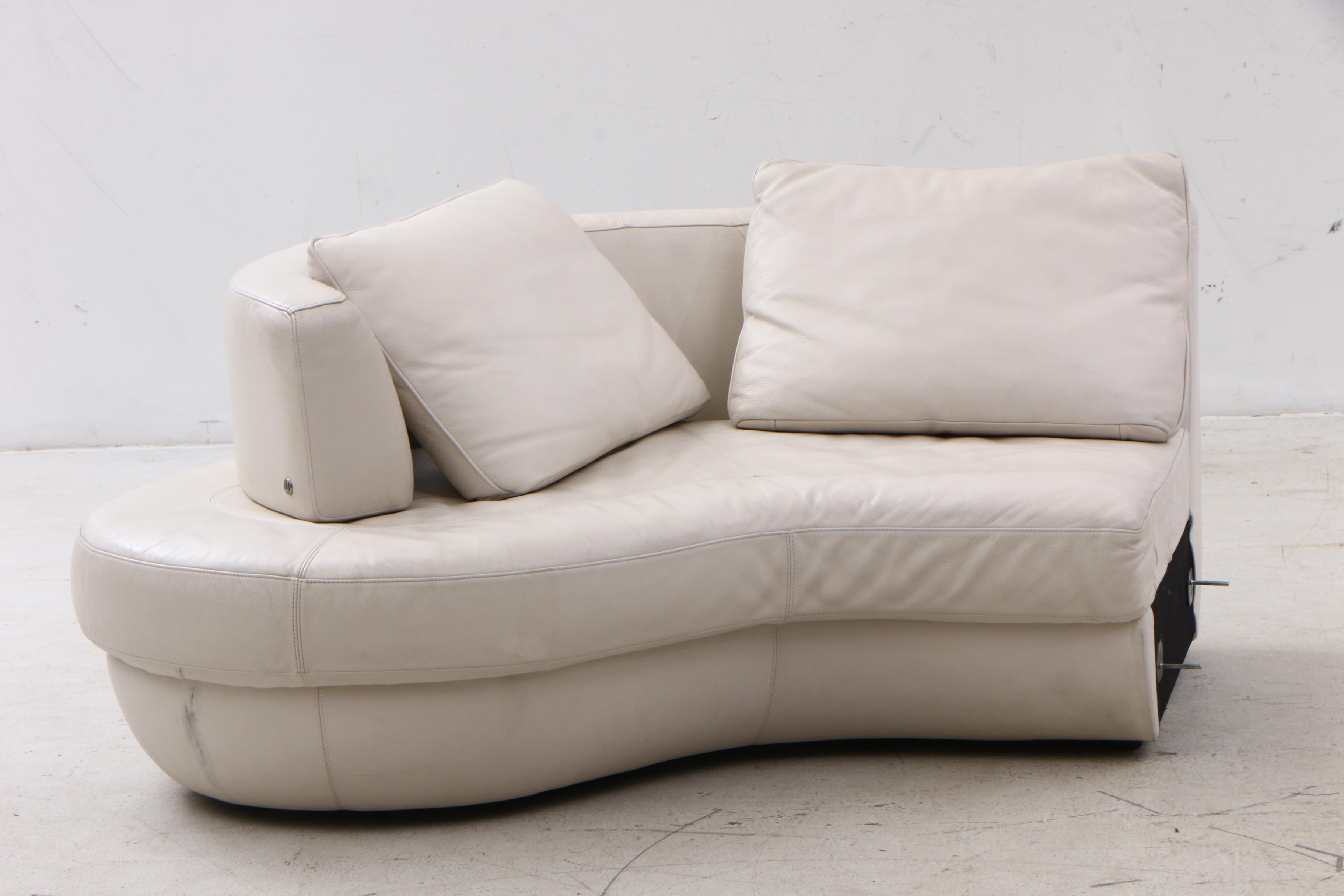 Natuzzi White Leather 9-Piece Sectional Sofa