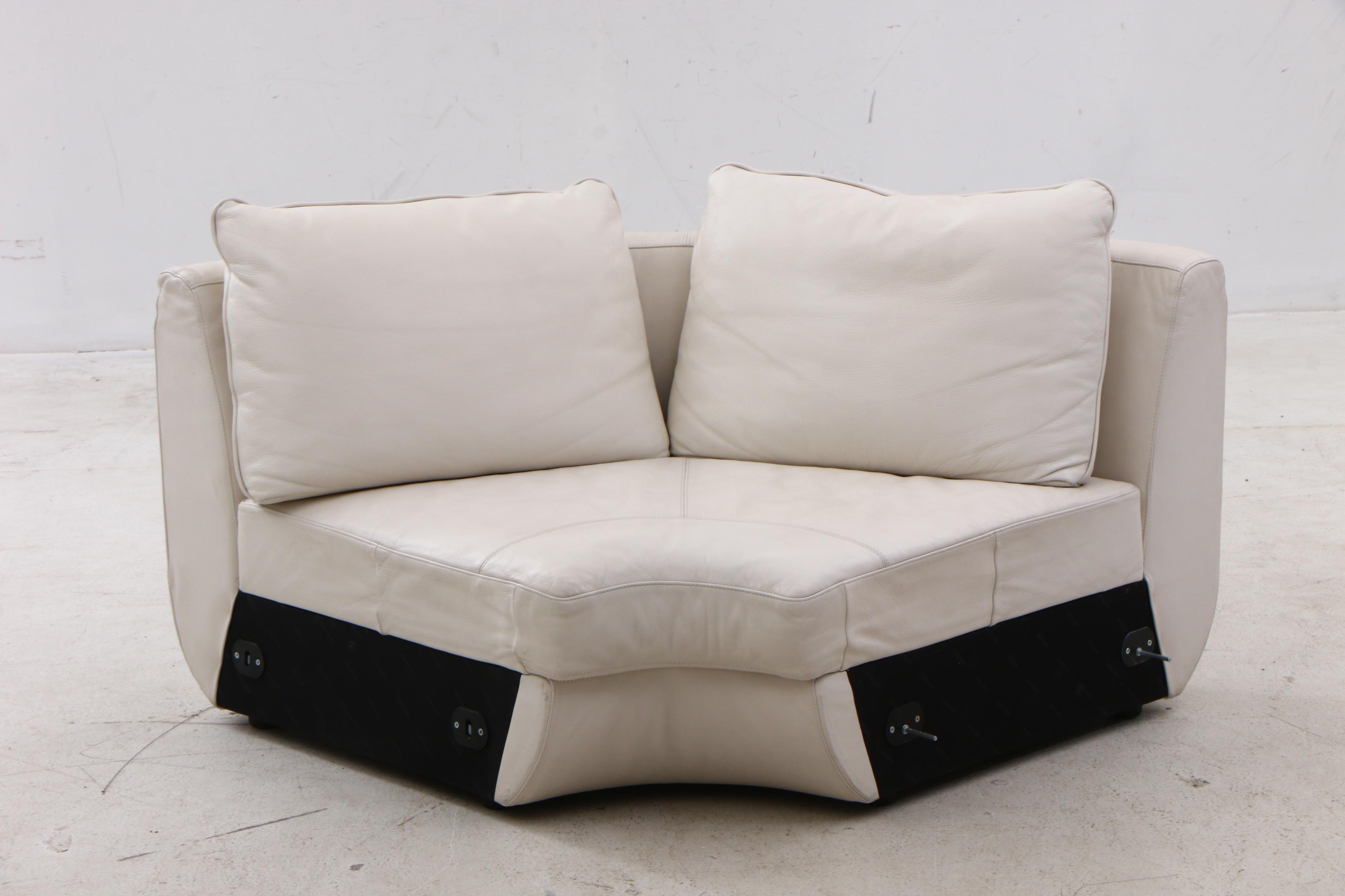 Natuzzi White Leather 9-Piece Sectional Sofa