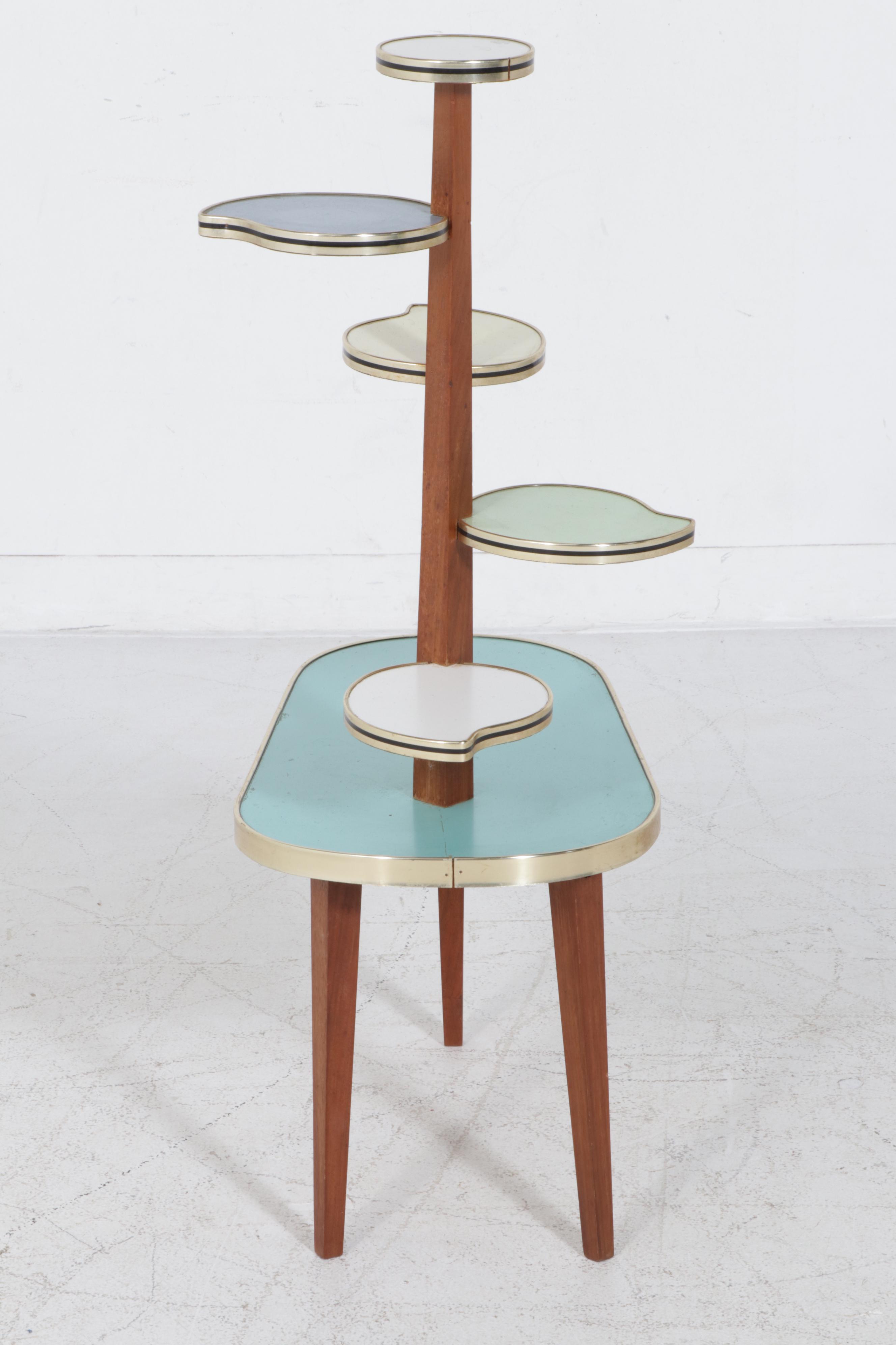 Mid Century Modern Wood and Laminate Multi-Tier Plant Stand, Mid-20th Century