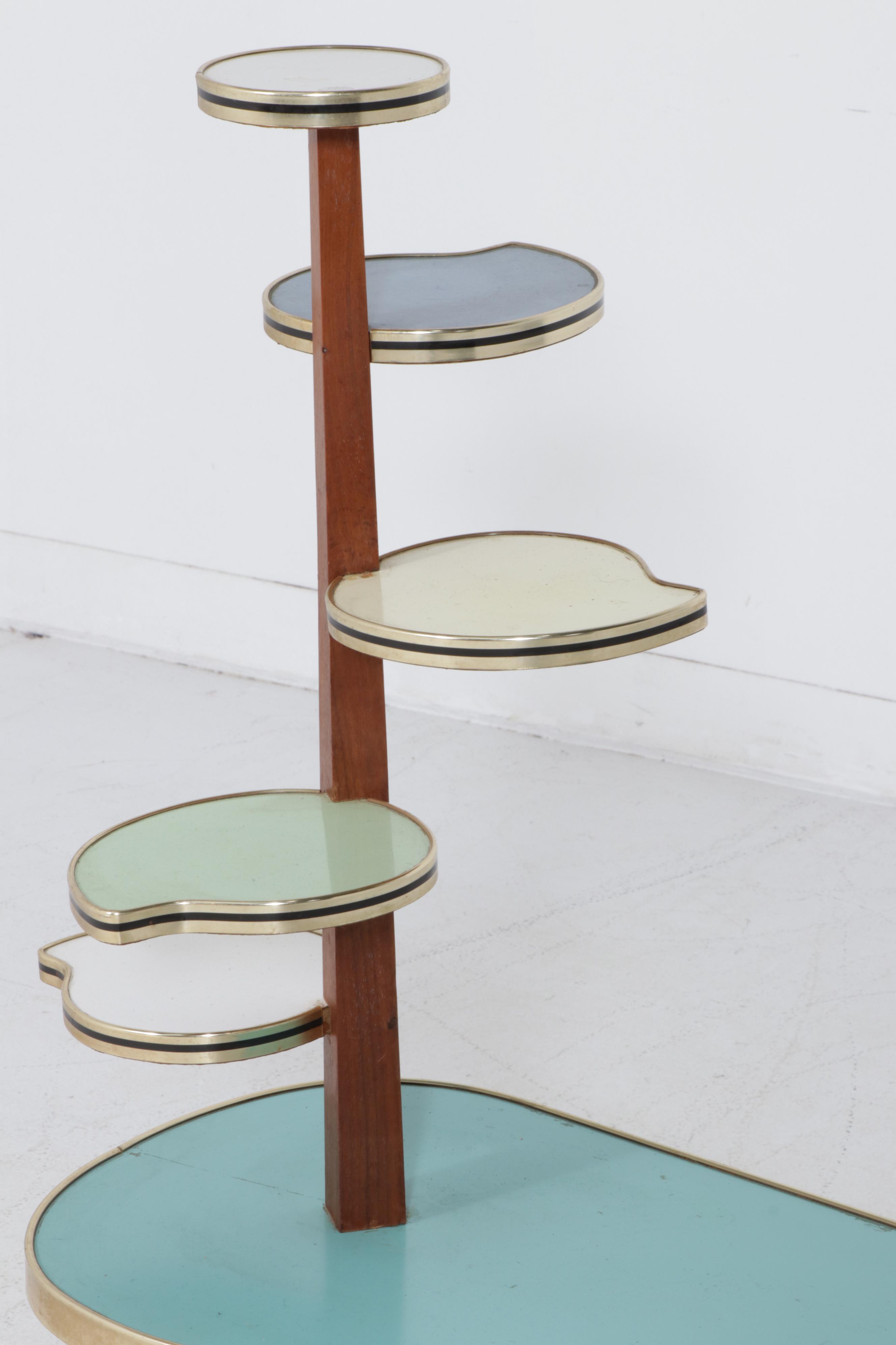 Mid Century Modern Wood and Laminate Multi-Tier Plant Stand, Mid-20th Century