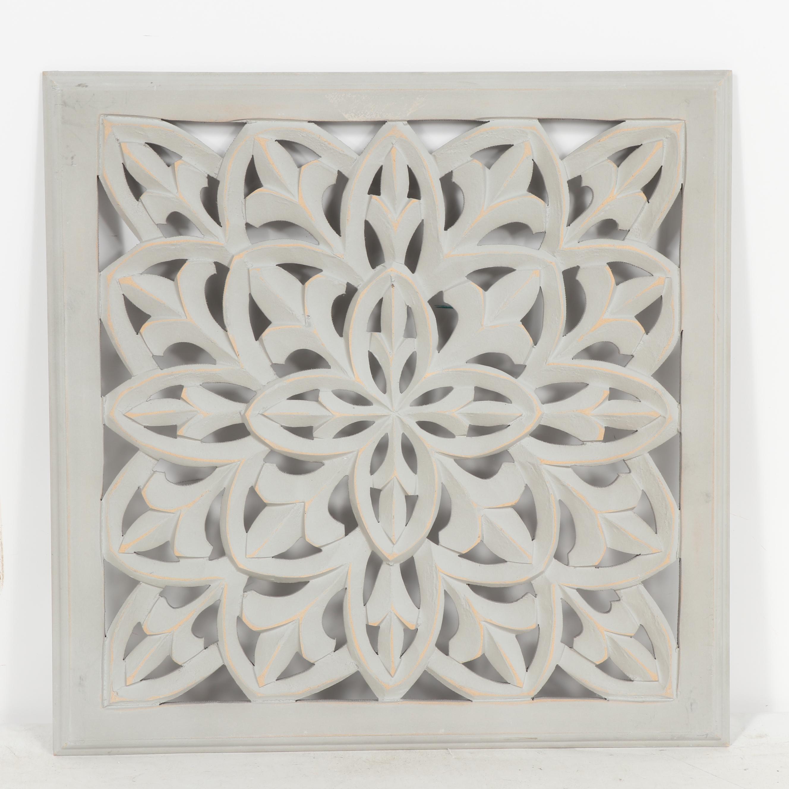 Carved Wood Plaques with Wreath Decor