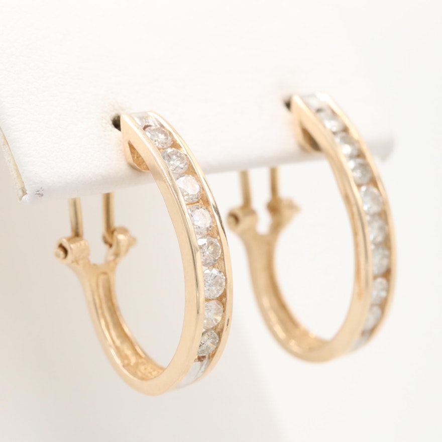 14K Yellow Gold Diamond Earrings