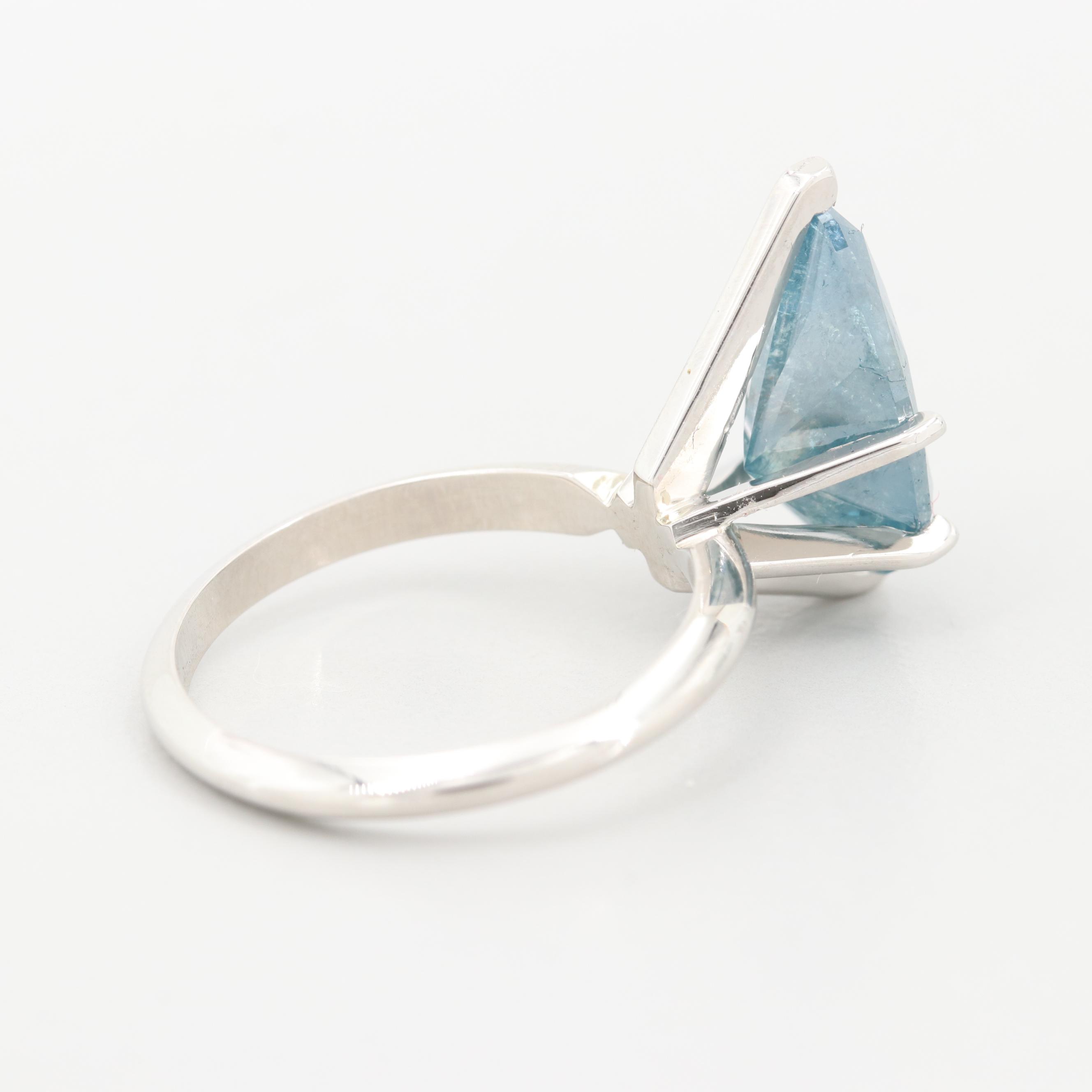 Platinum 4.10 CT Blue Diamond Solitaire Ring
