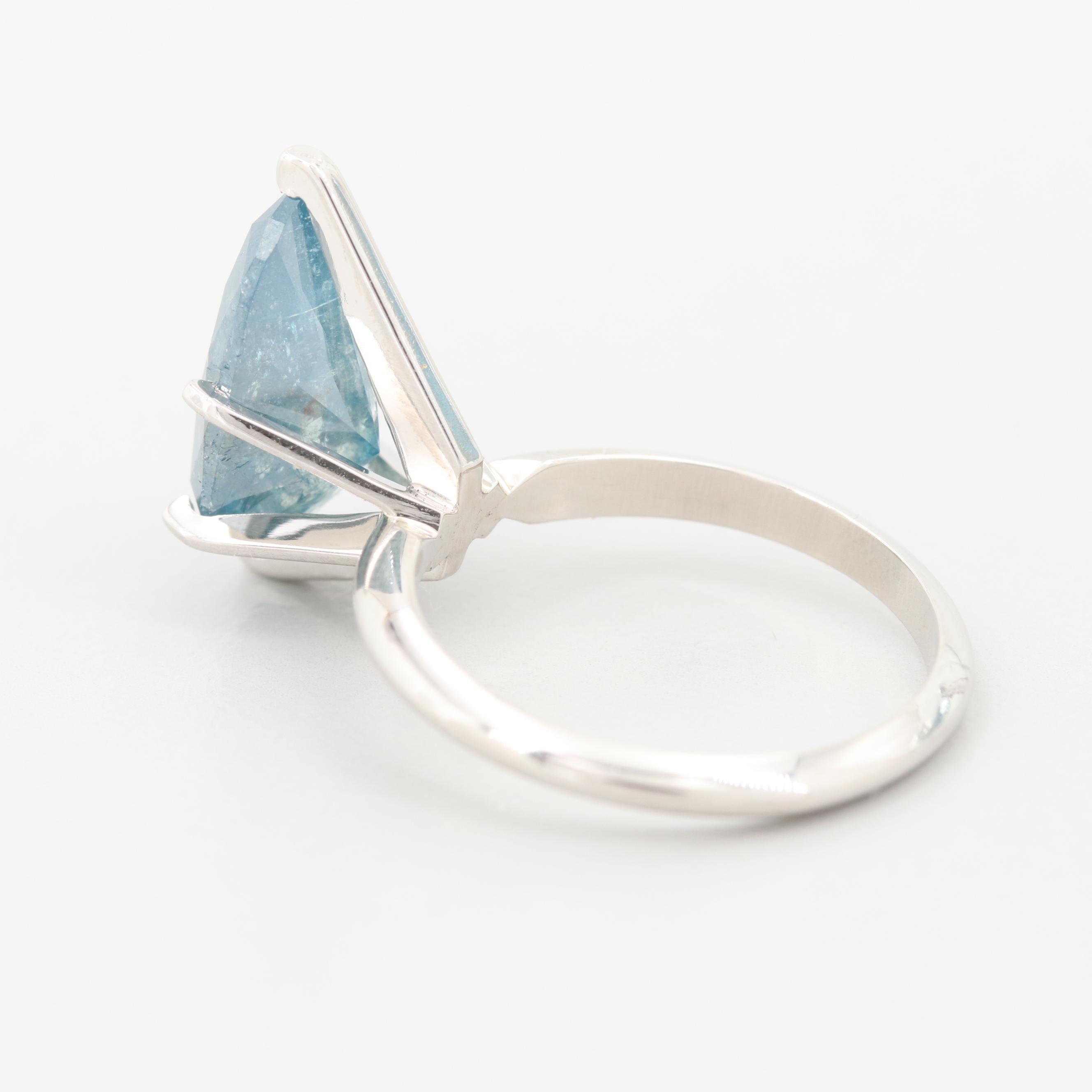 Platinum 4.10 CT Blue Diamond Solitaire Ring