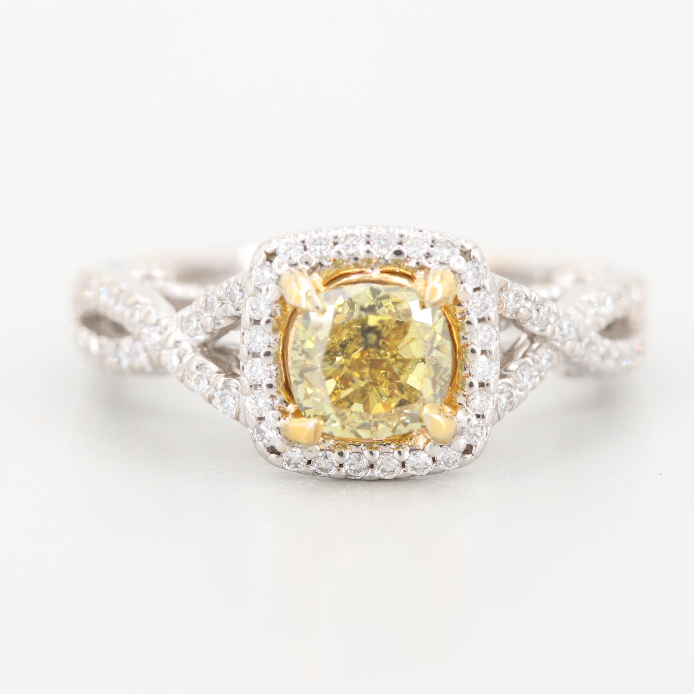 Verragio "Insignia" 14K White Gold 1.55 CTW Diamond Bridal Ring with GIA Report