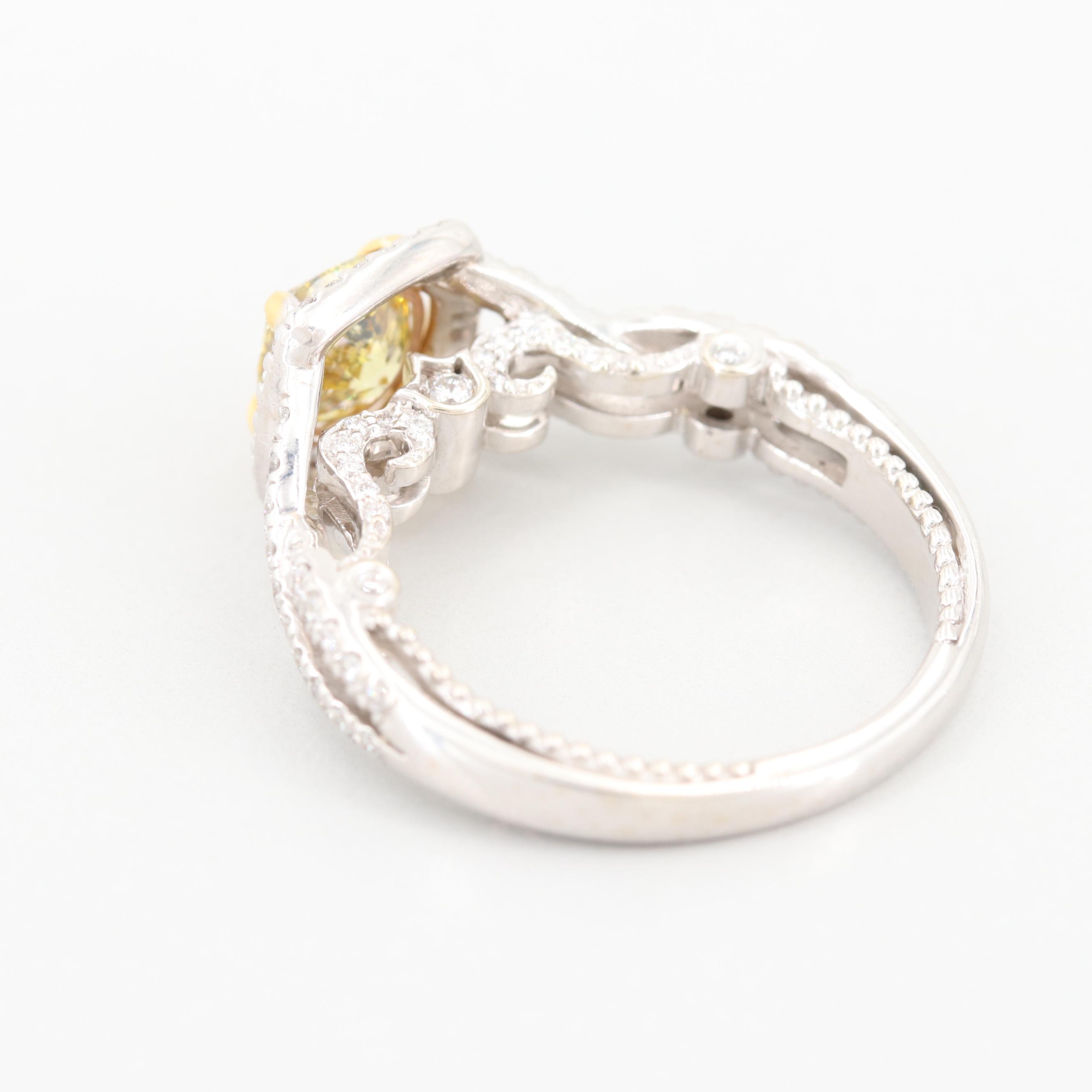 Verragio "Insignia" 14K White Gold 1.55 CTW Diamond Bridal Ring with GIA Report