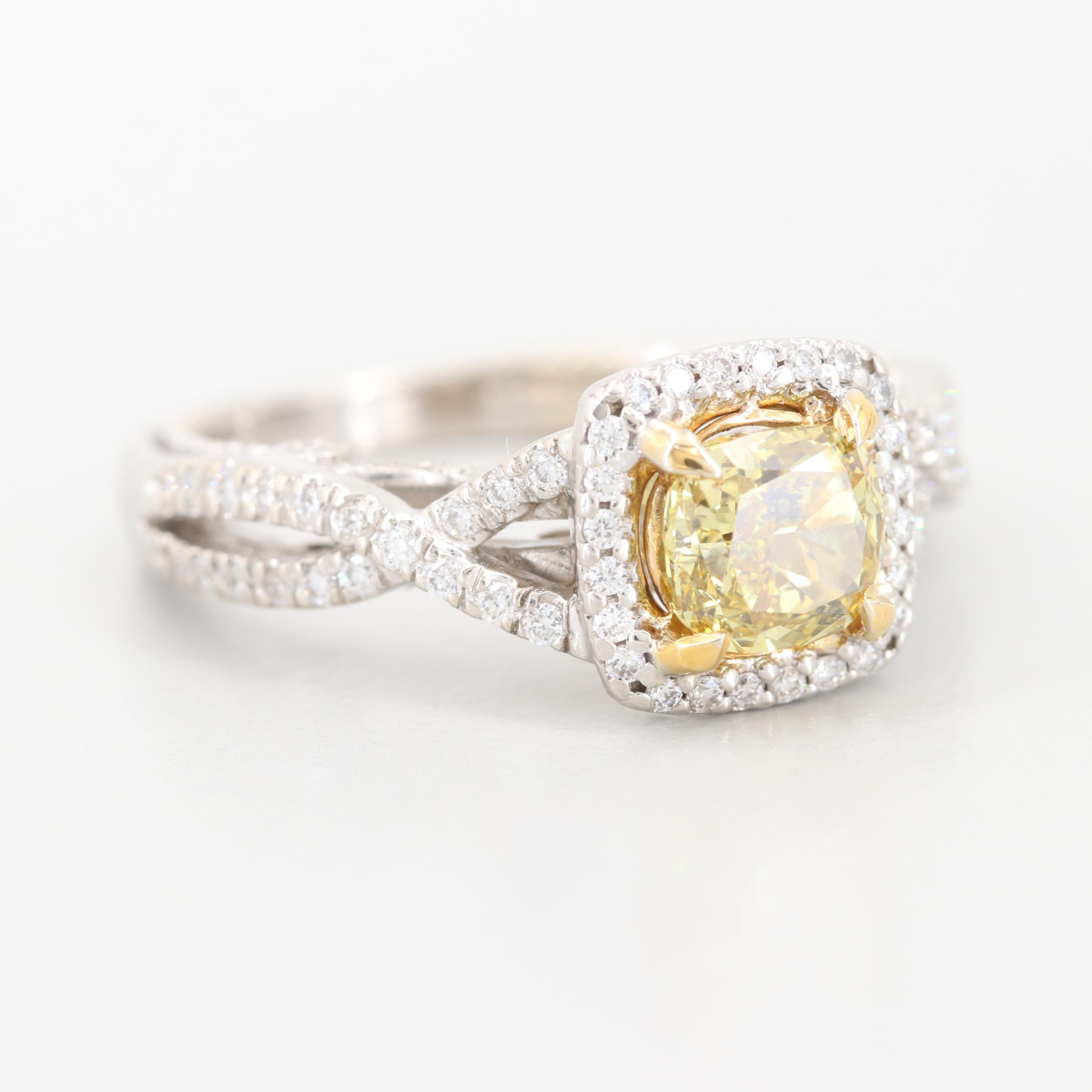 Verragio "Insignia" 14K White Gold 1.55 CTW Diamond Bridal Ring with GIA Report