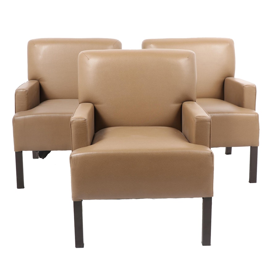 Three Dickson Furniture Contemporary Ostrich Pattern Faux Leather Armchairs