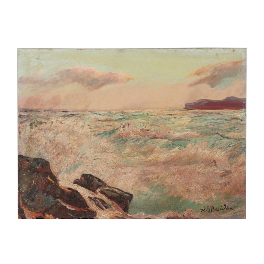 Xavier J. Barile Oil Painting of Coastal Scene