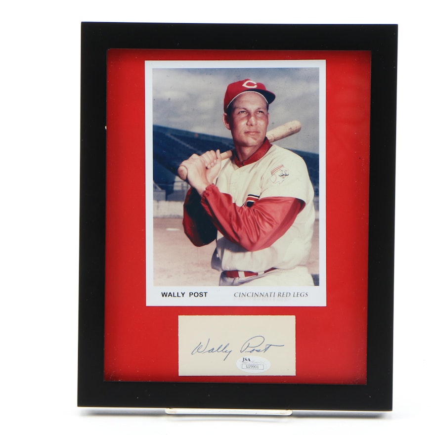 Framed Autograph and Photo of Wally Post of the Cincinnati Red Legs JSA/COA