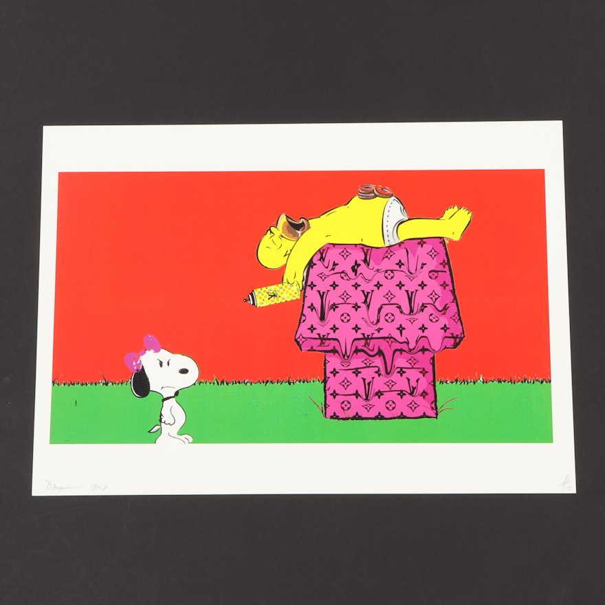 Death NYC Snoopy and Homer Graphic Print